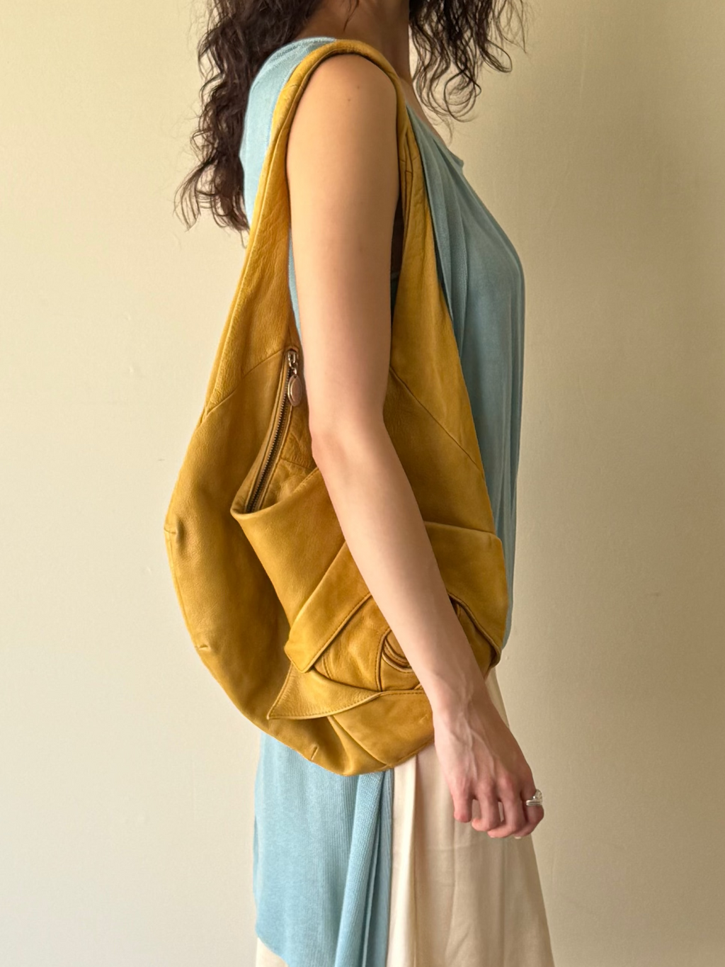 Rosette Leather Hobo Bag
