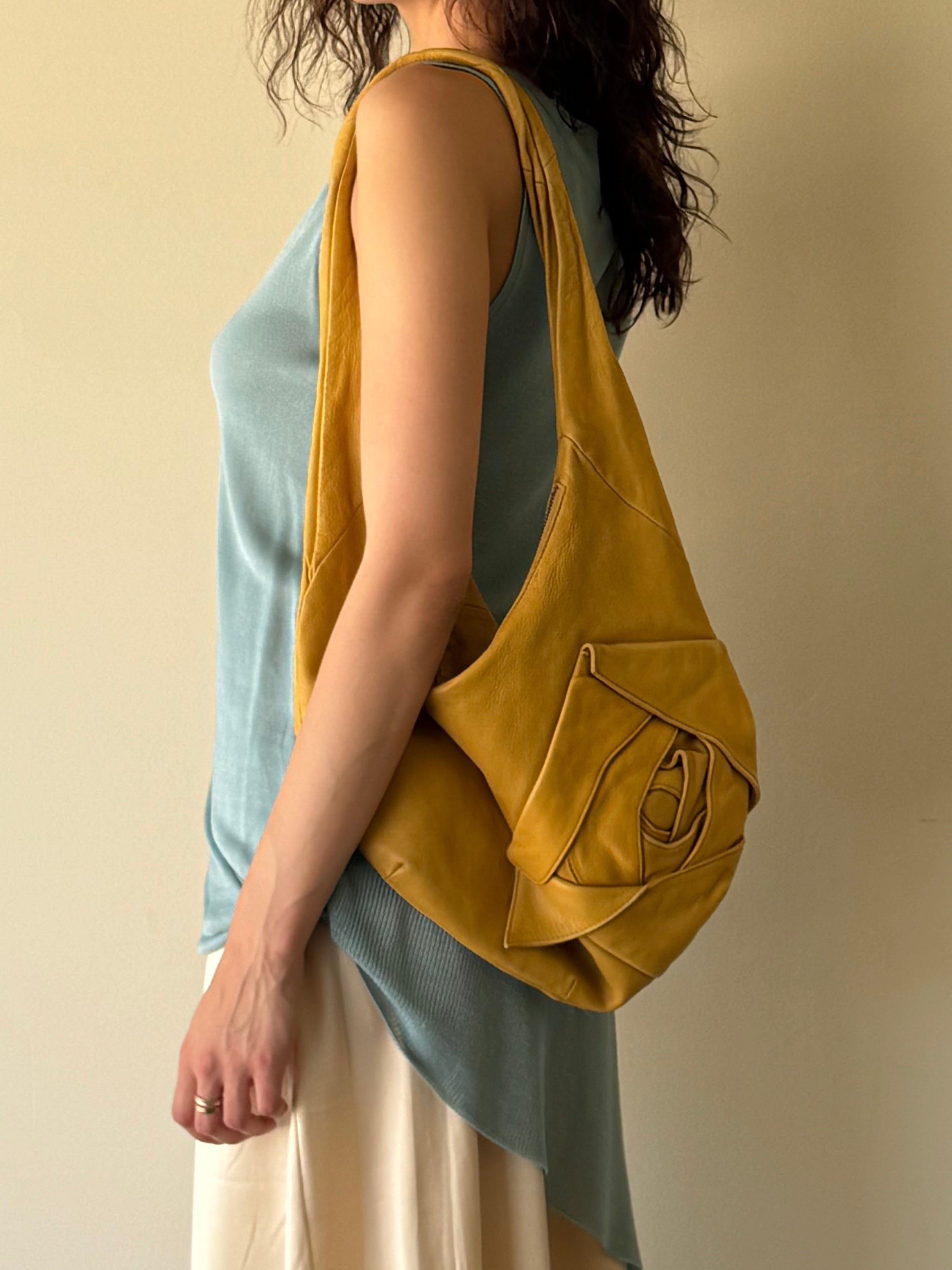 Rosette Leather Hobo Bag