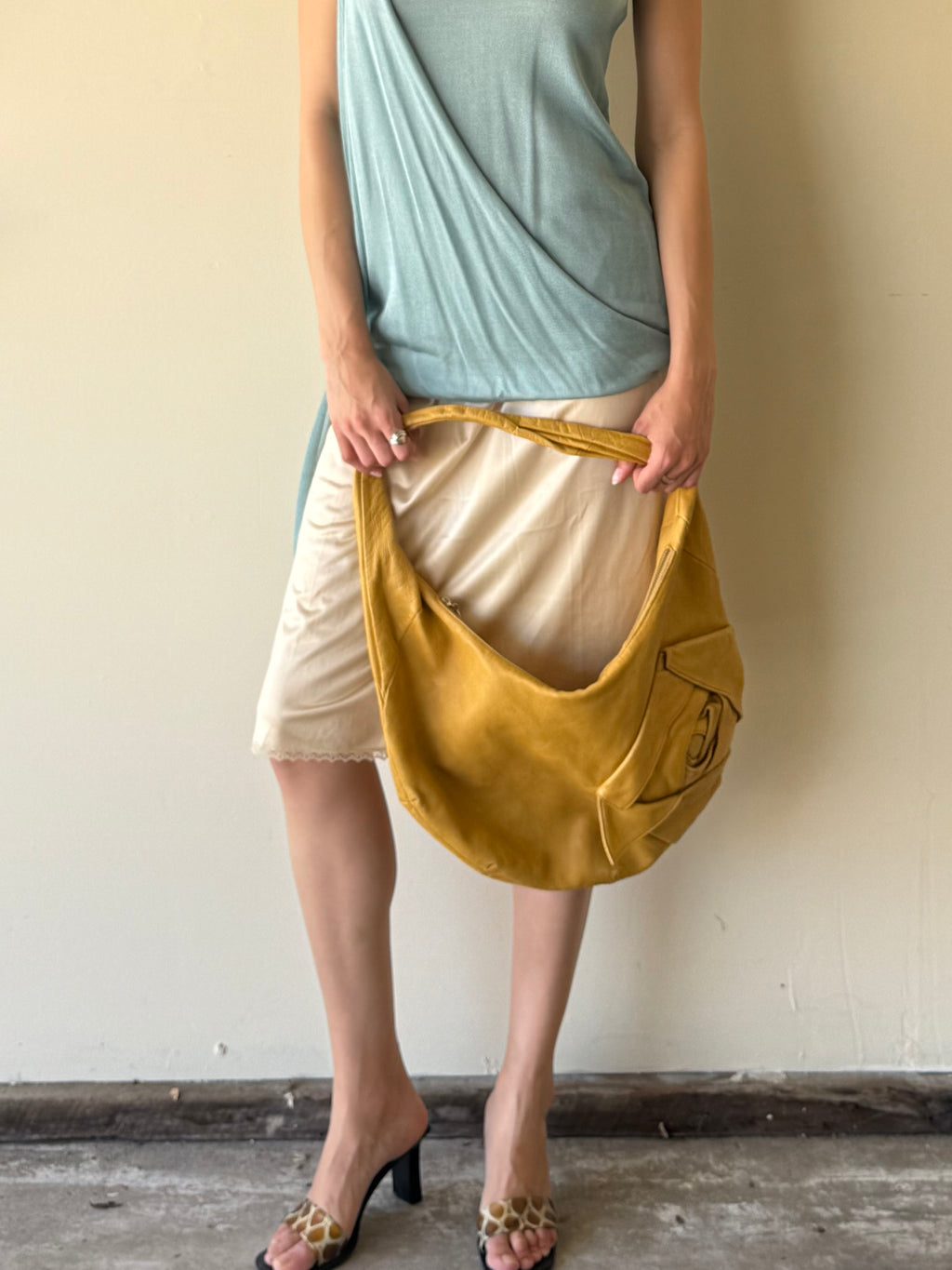 Rosette Leather Hobo Bag