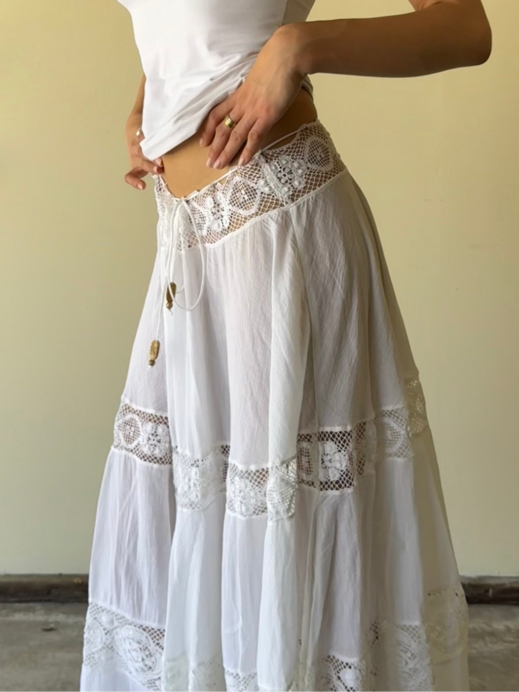 Maxi Lace Cotton Skirt