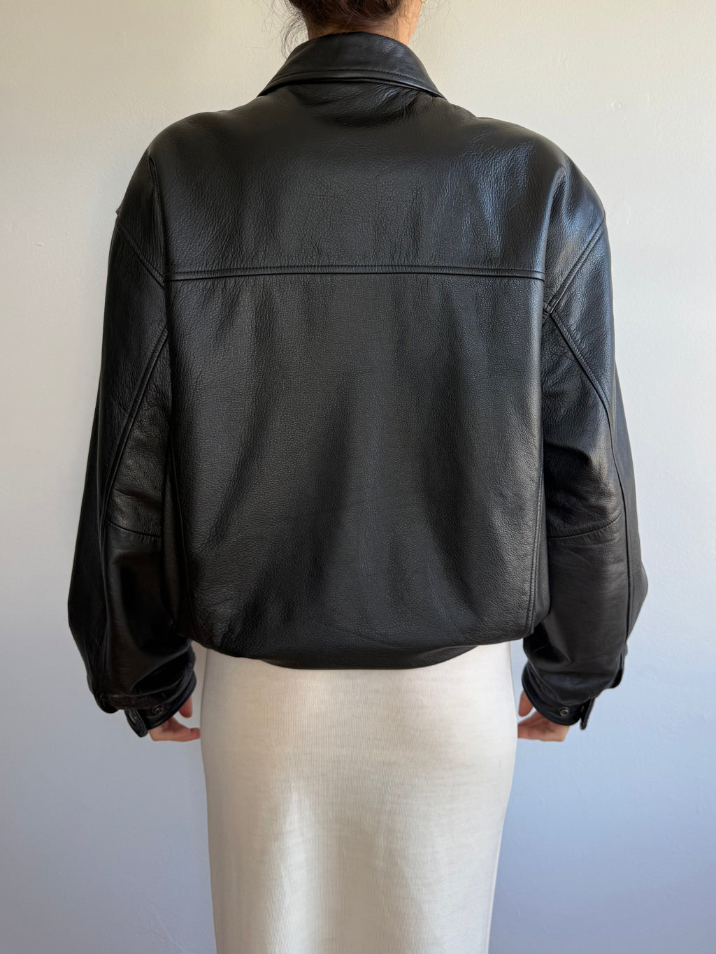 Vintage Leather Bomber Jacket / L