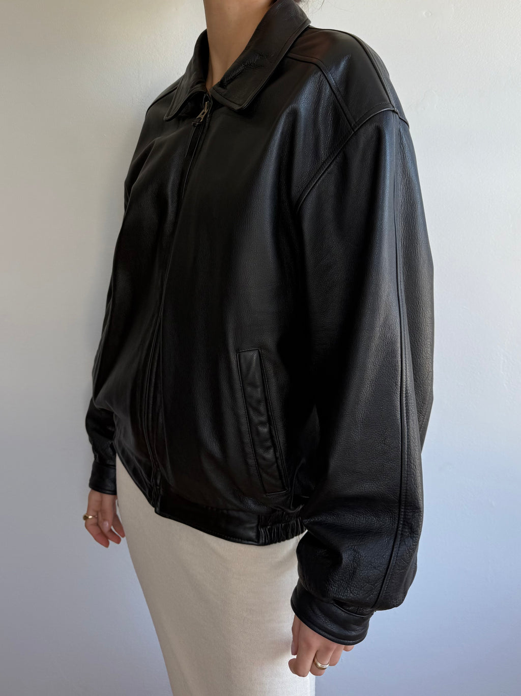 Vintage Leather Bomber Jacket / L