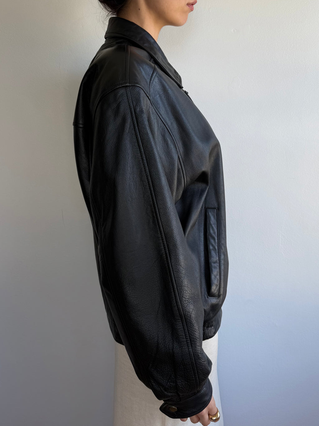 Vintage Leather Bomber Jacket / L
