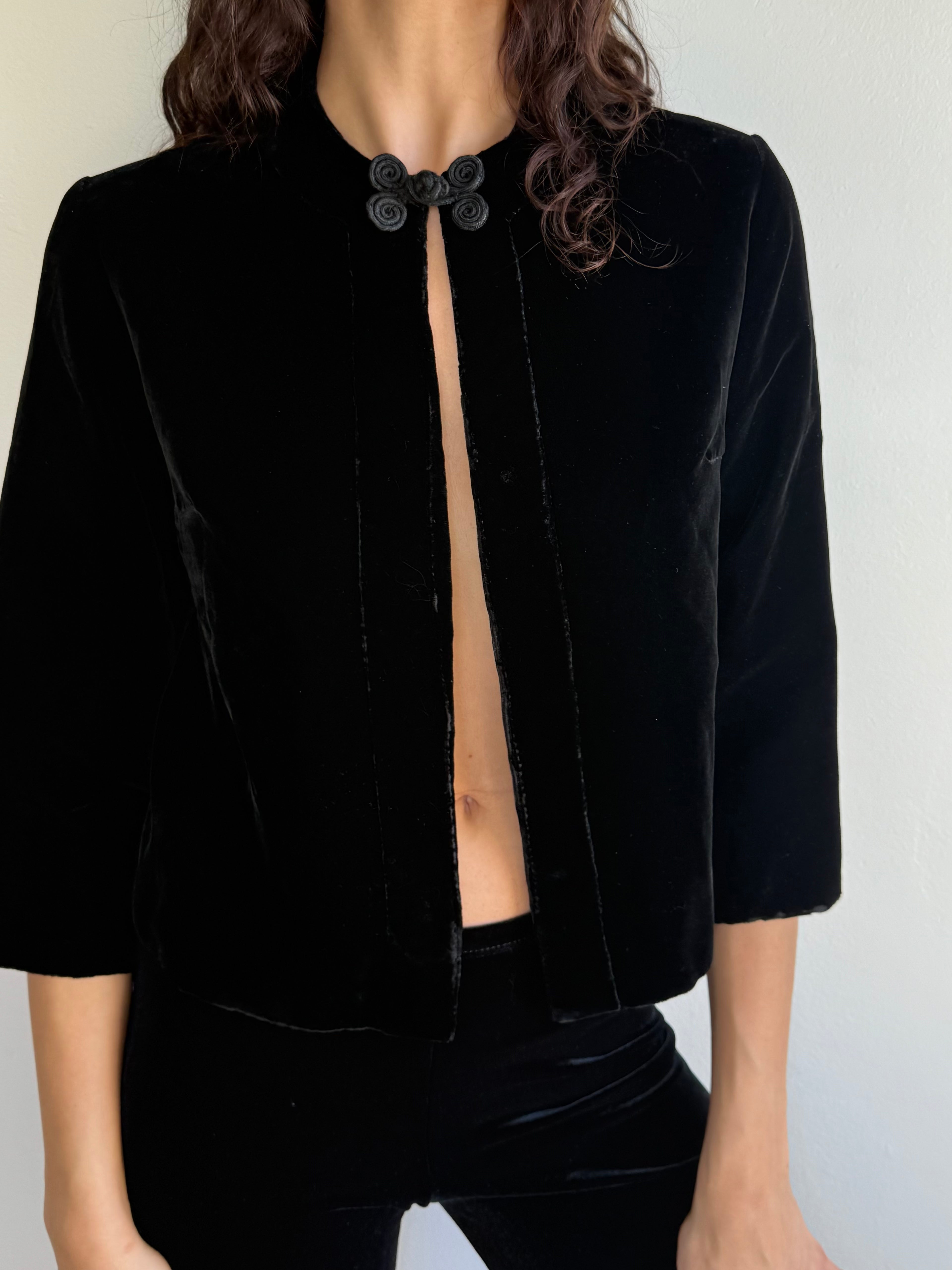 Vintage Cropped Velvet Jacket / S