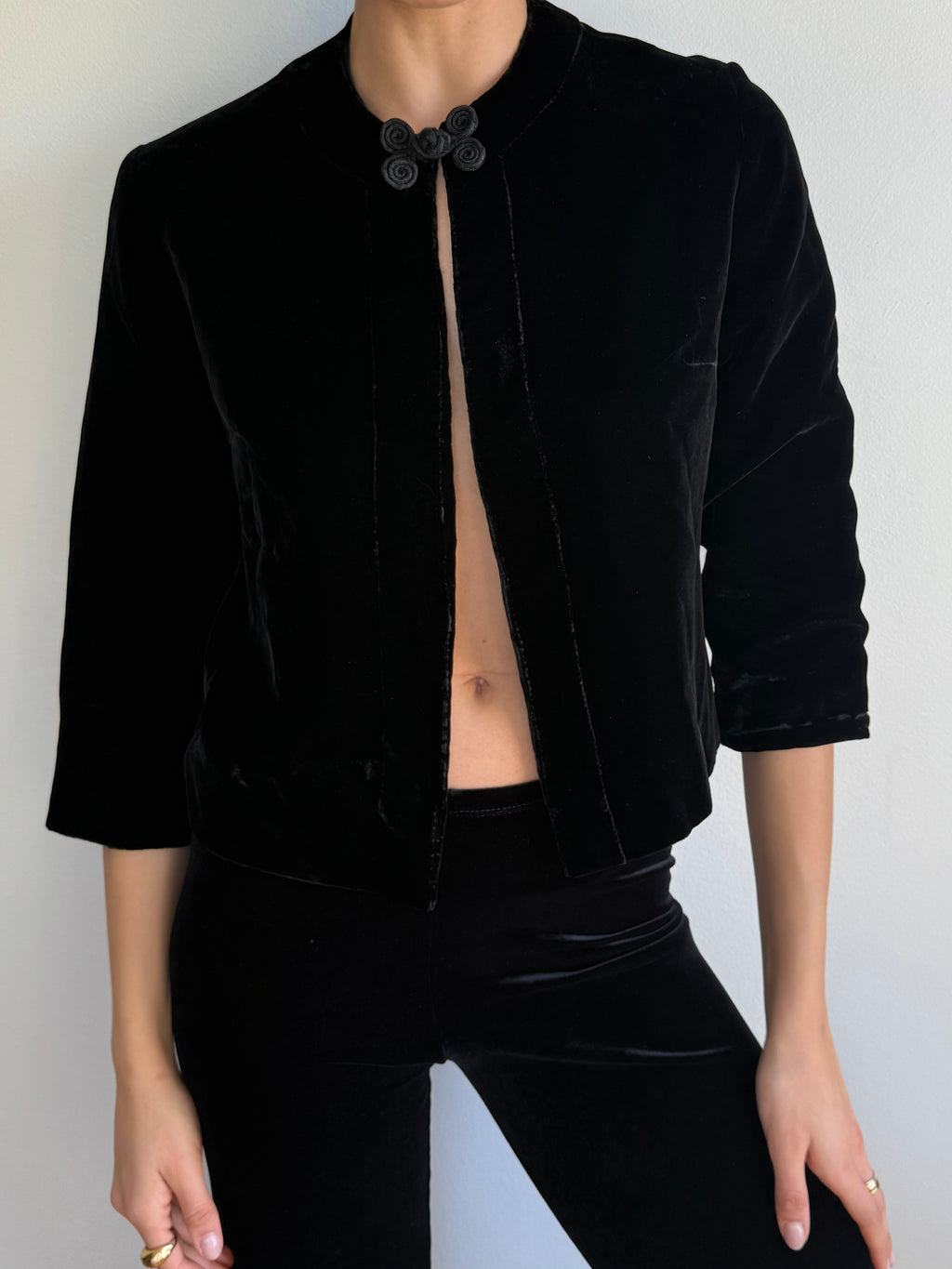 Vintage Cropped Velvet Jacket / S