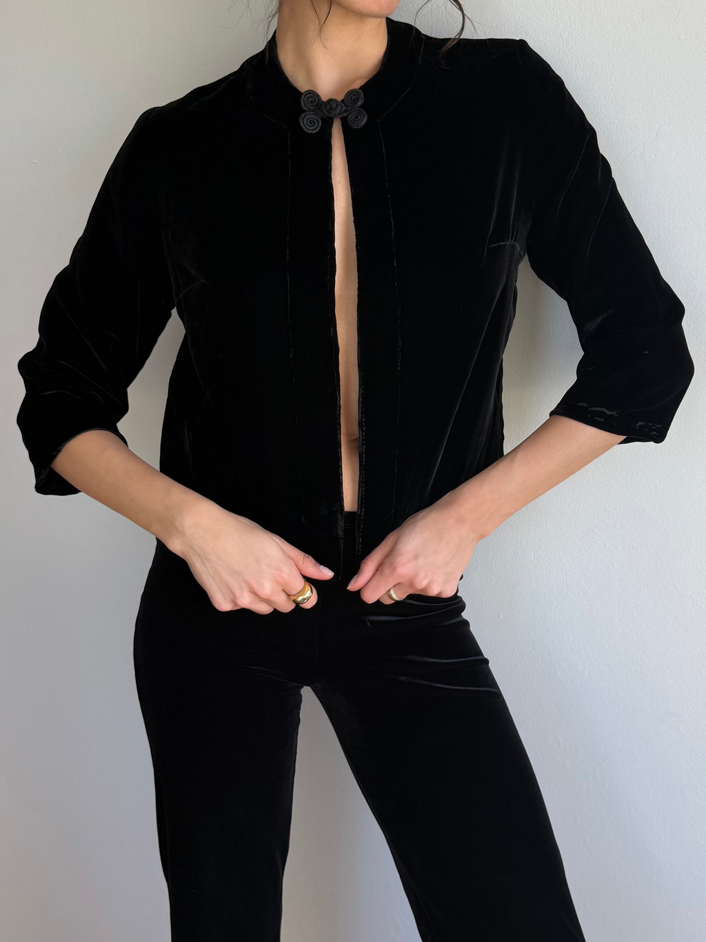 Vintage Cropped Velvet Jacket / S