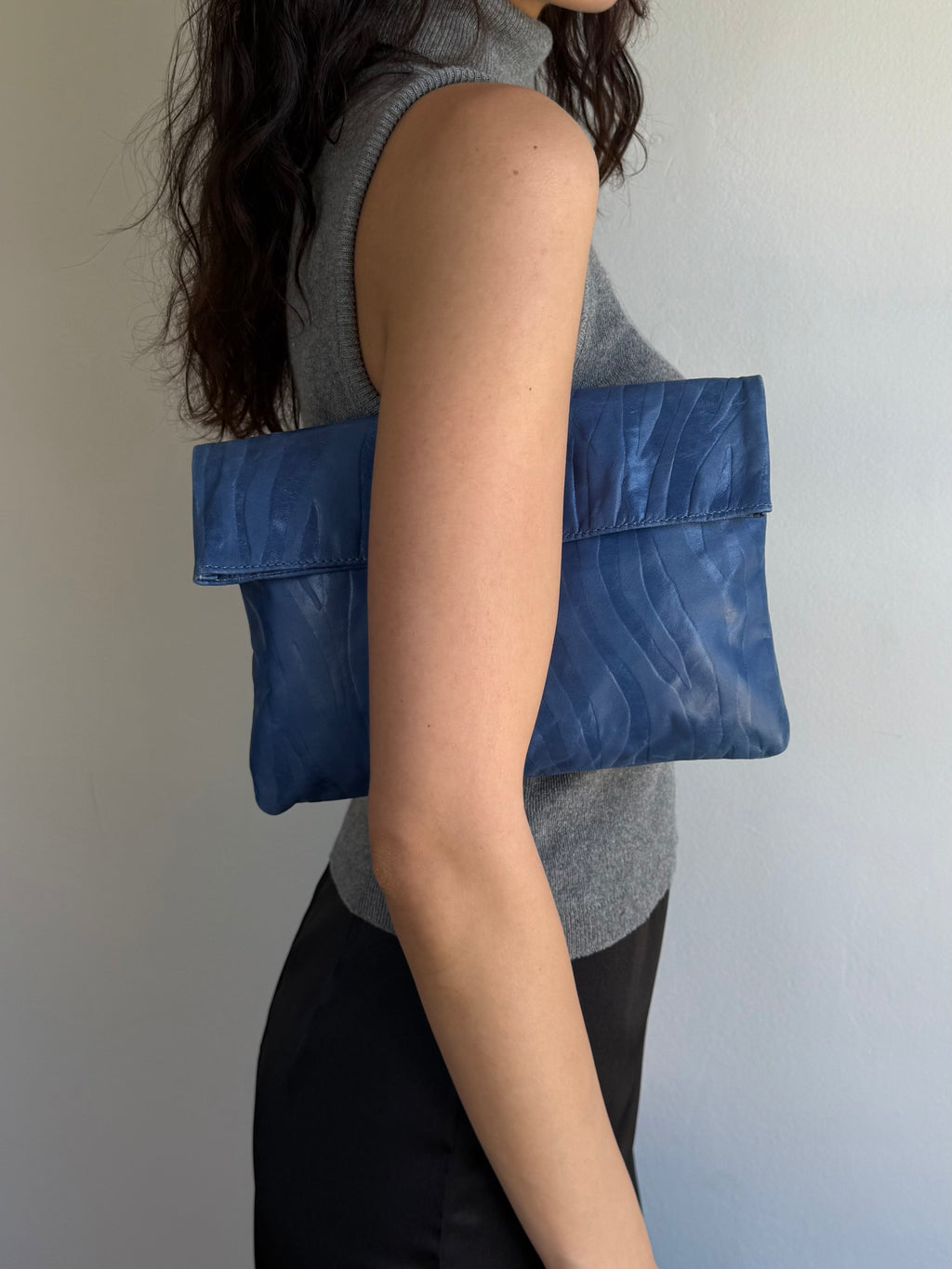 80s Zebra Leather Clutch