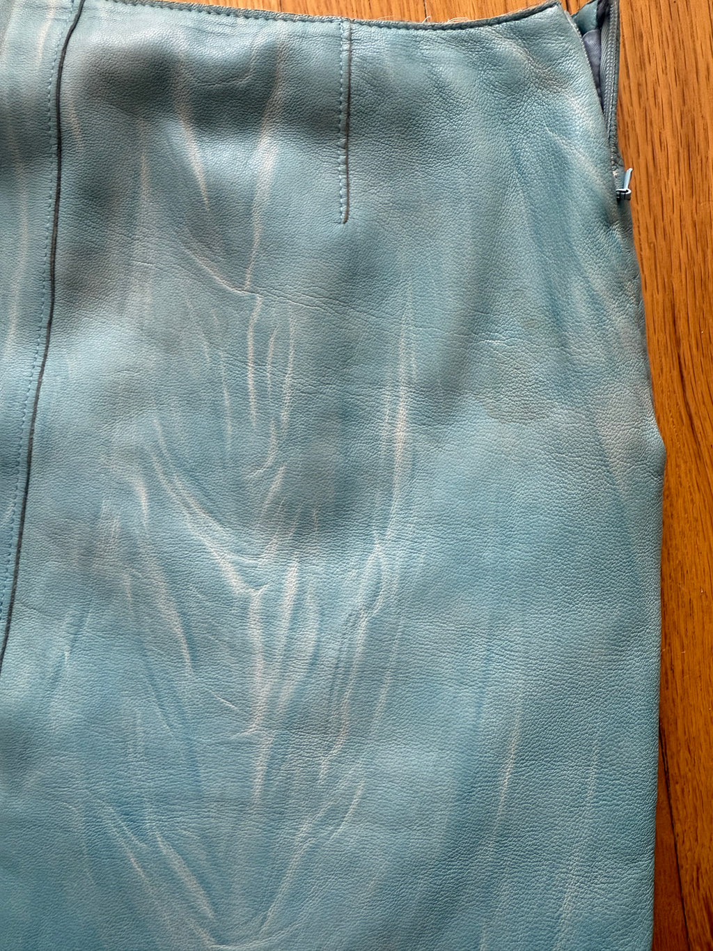 Armani Exchange Blue Leather Skirt / 28"