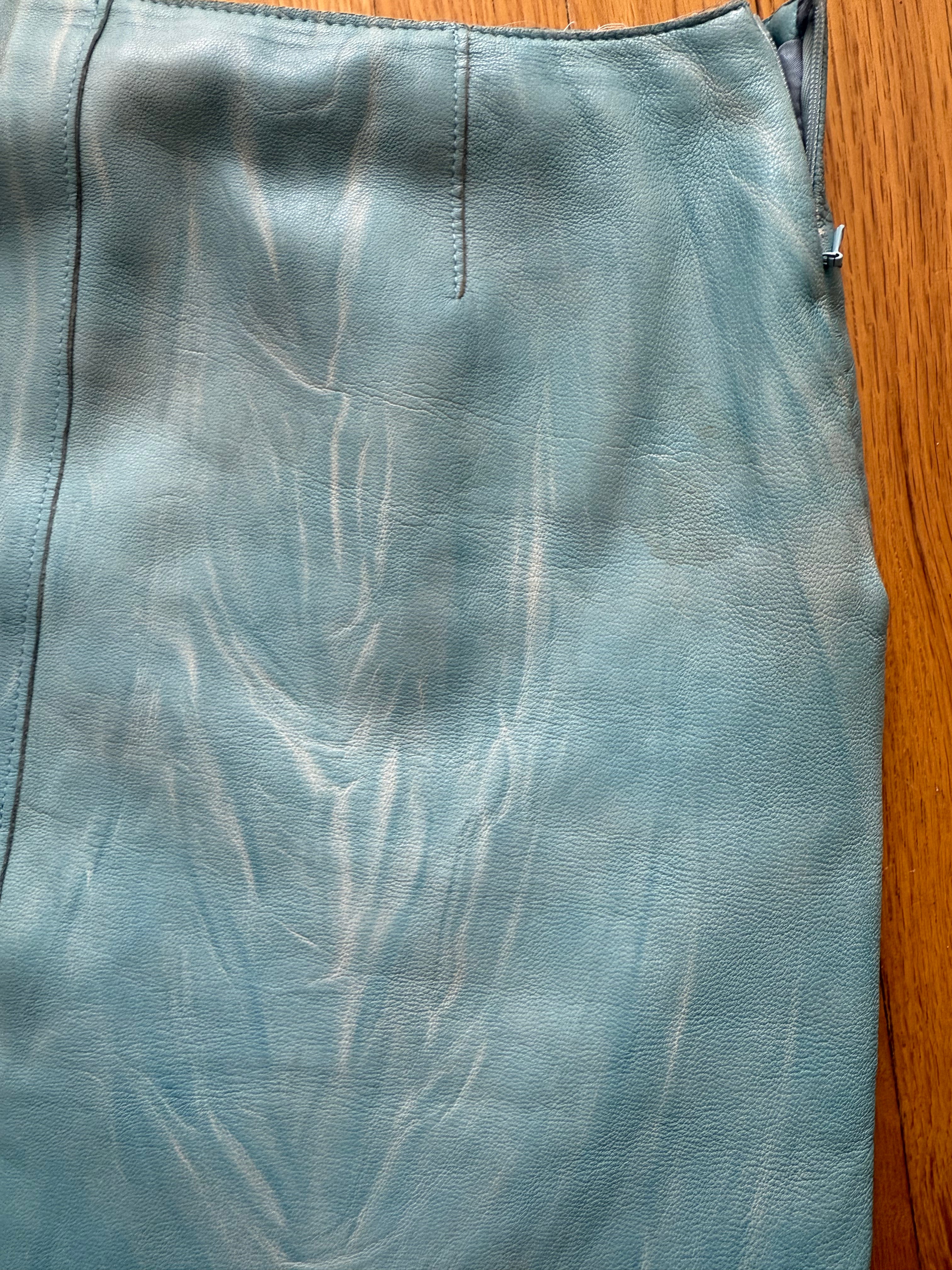 Armani Exchange Blue Leather Skirt / 28"