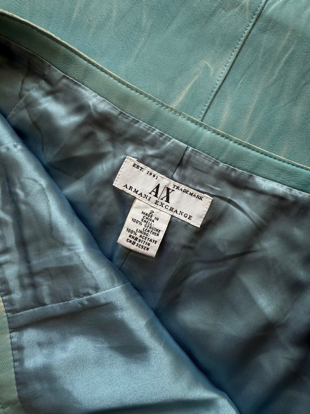 Armani Exchange Blue Leather Skirt / 28"