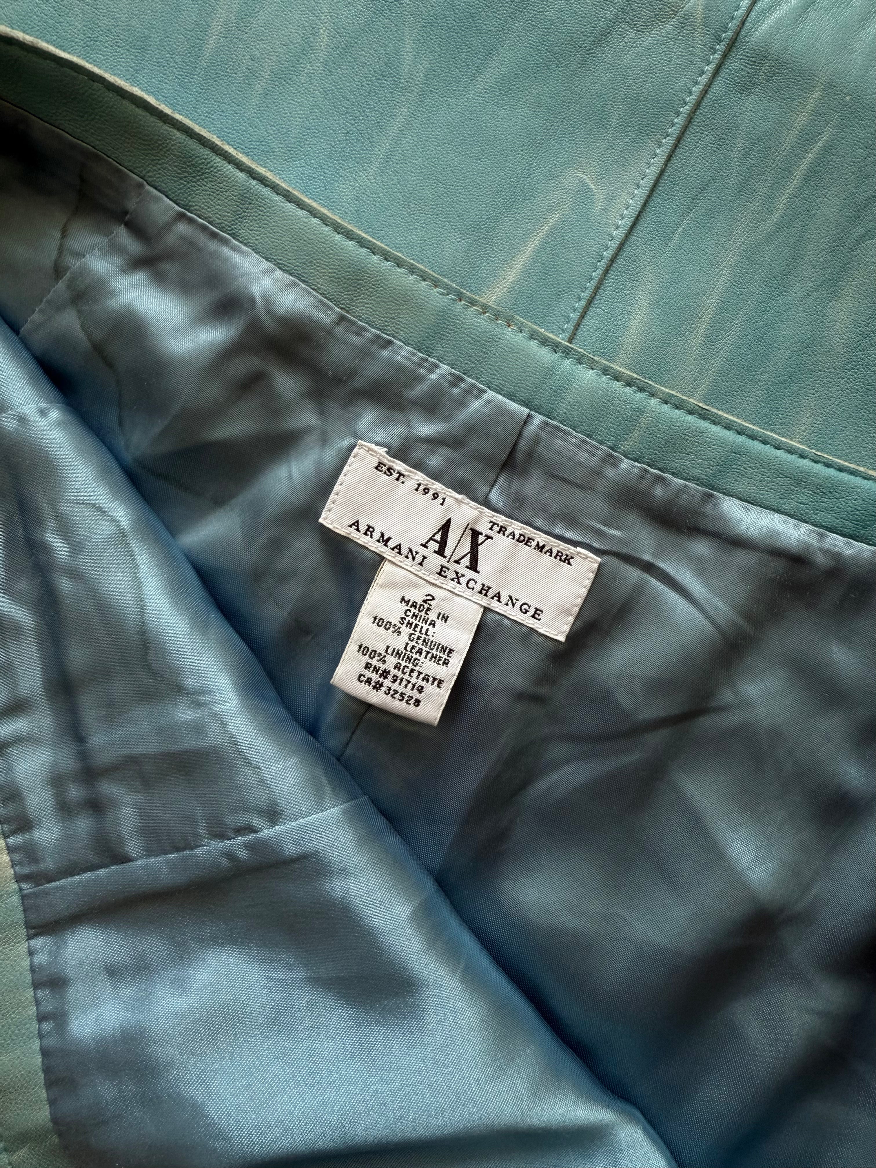 Armani Exchange Blue Leather Skirt / 28"