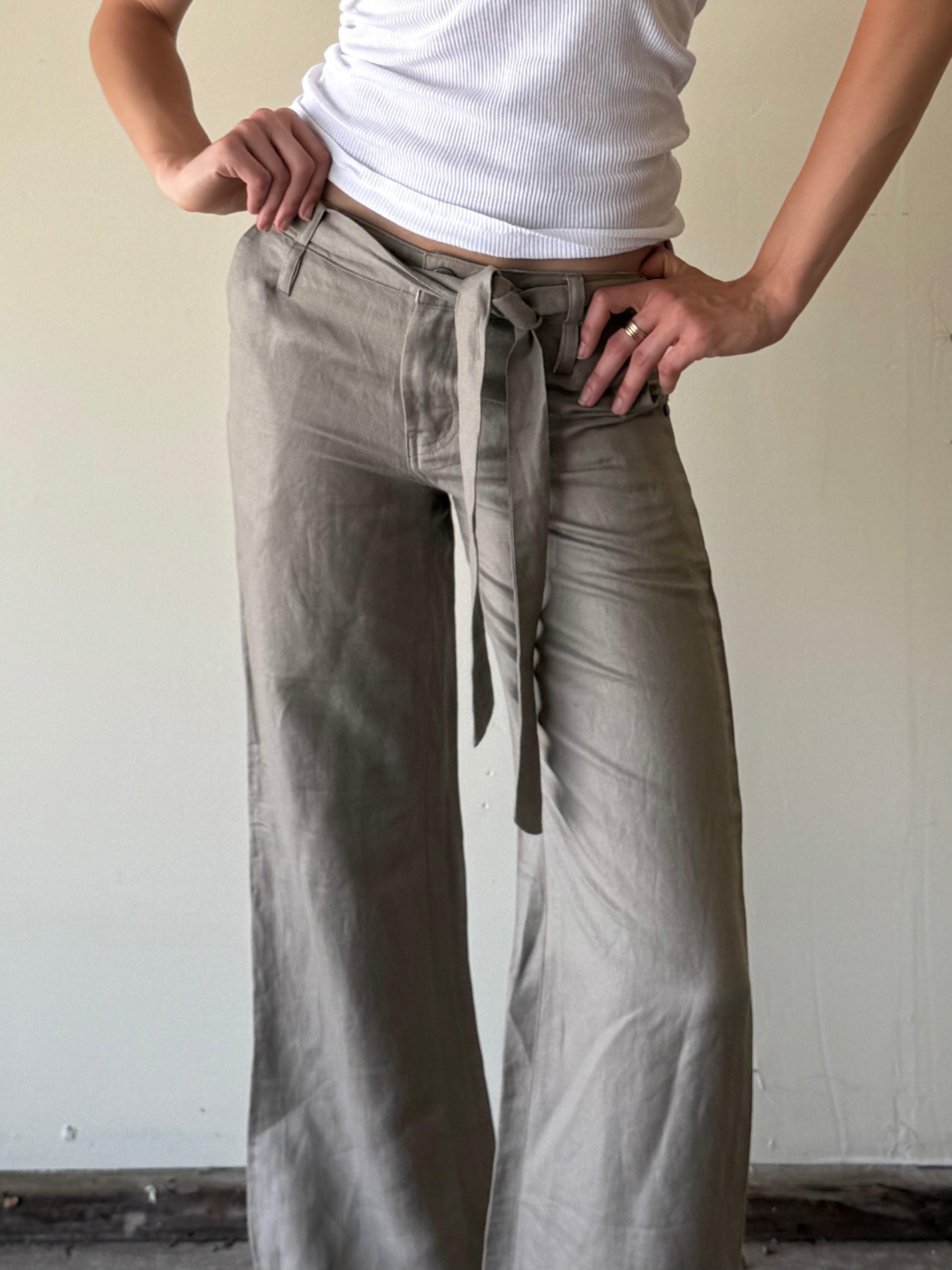 Linen Waist Tie Pants / 32"