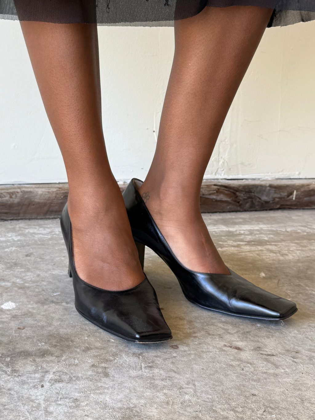 Leather Square-Toe Pumps / 40