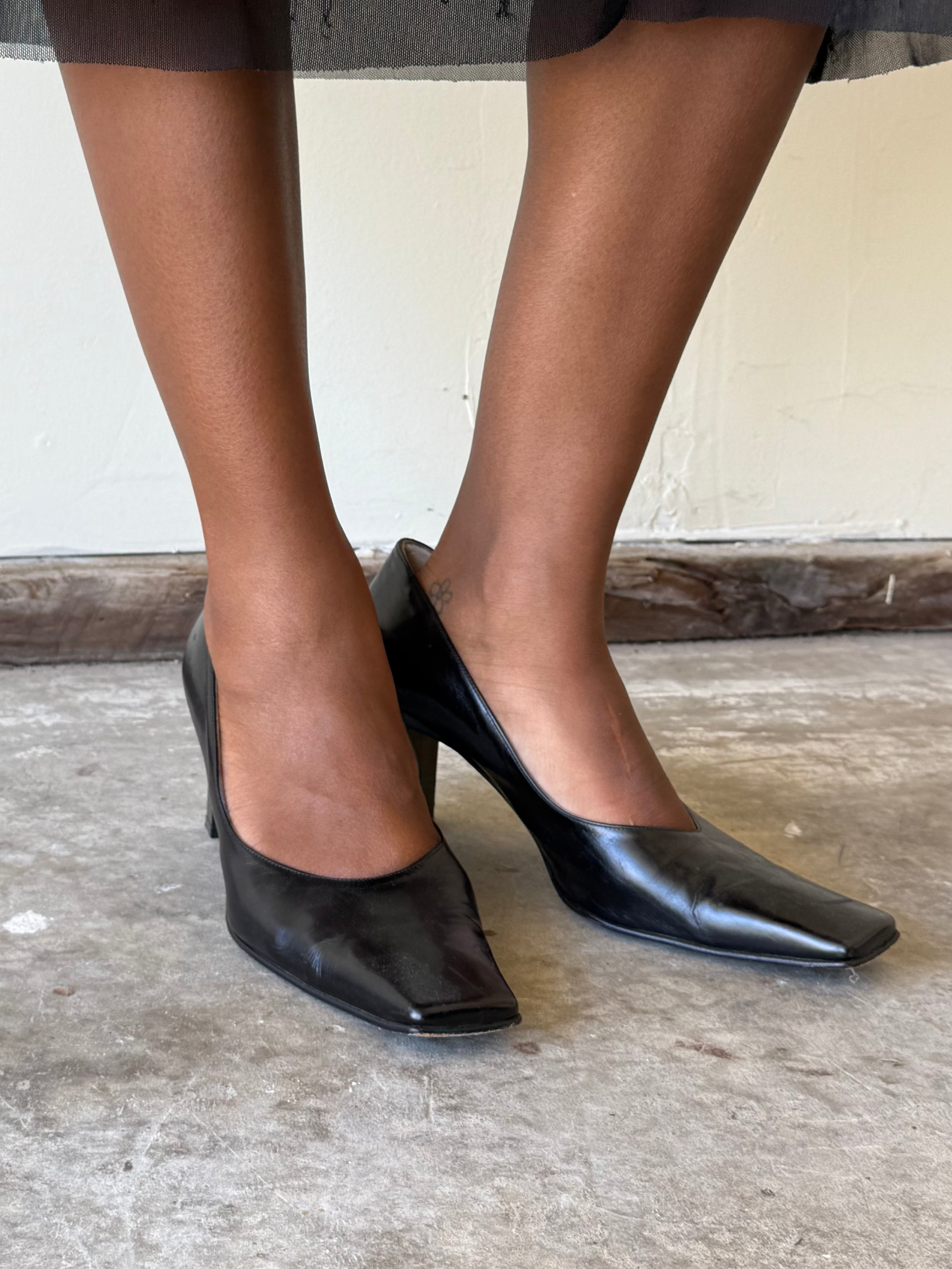 Leather Square-Toe Pumps / 40
