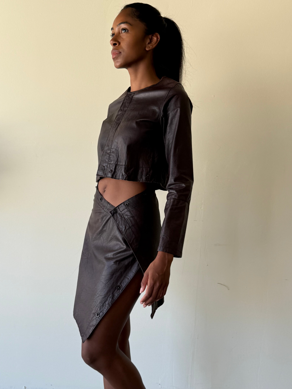 2000s Vintage Leather 2-Piece Jacket / S