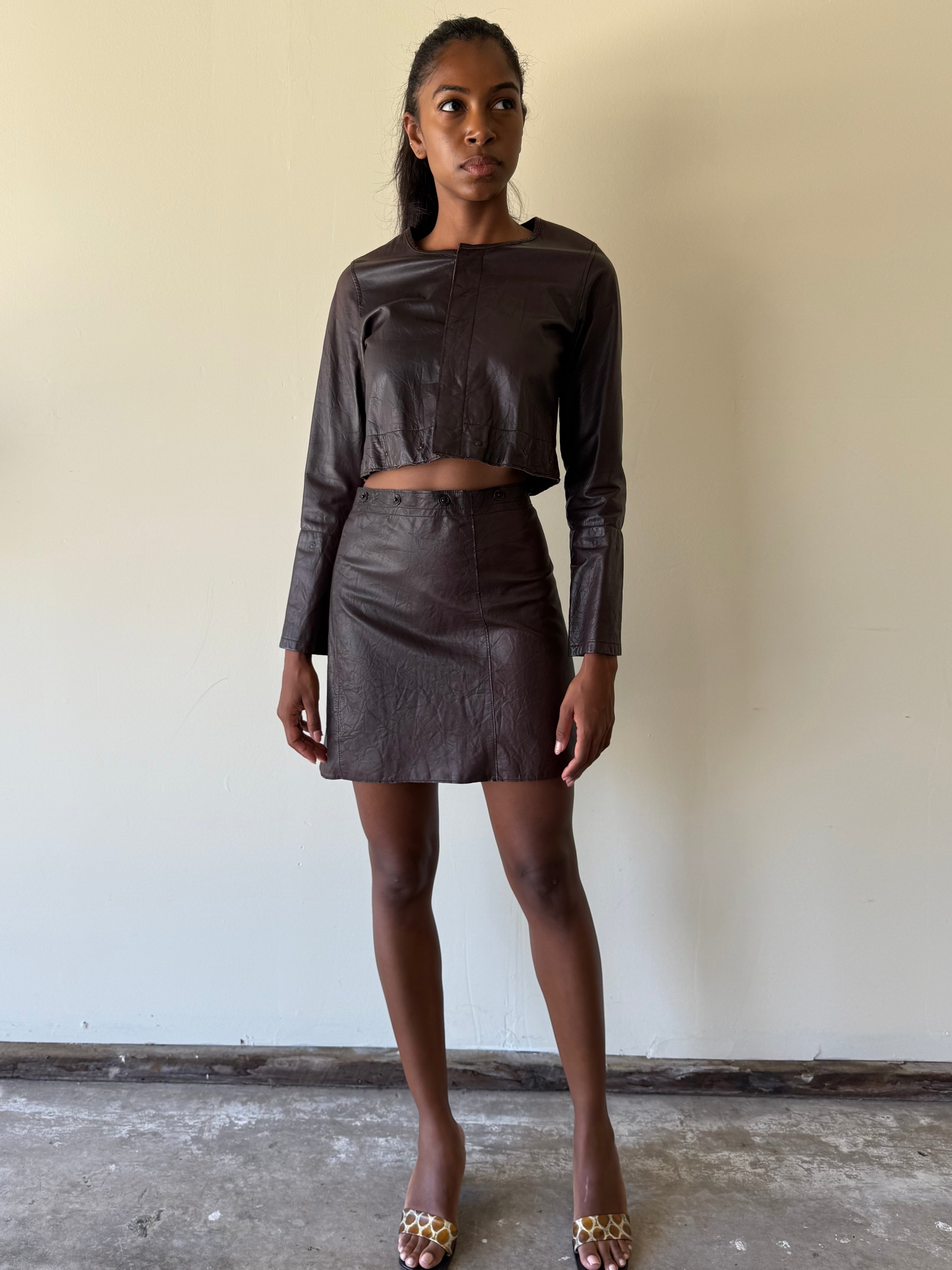 2000s Vintage Leather 2-Piece Jacket / S