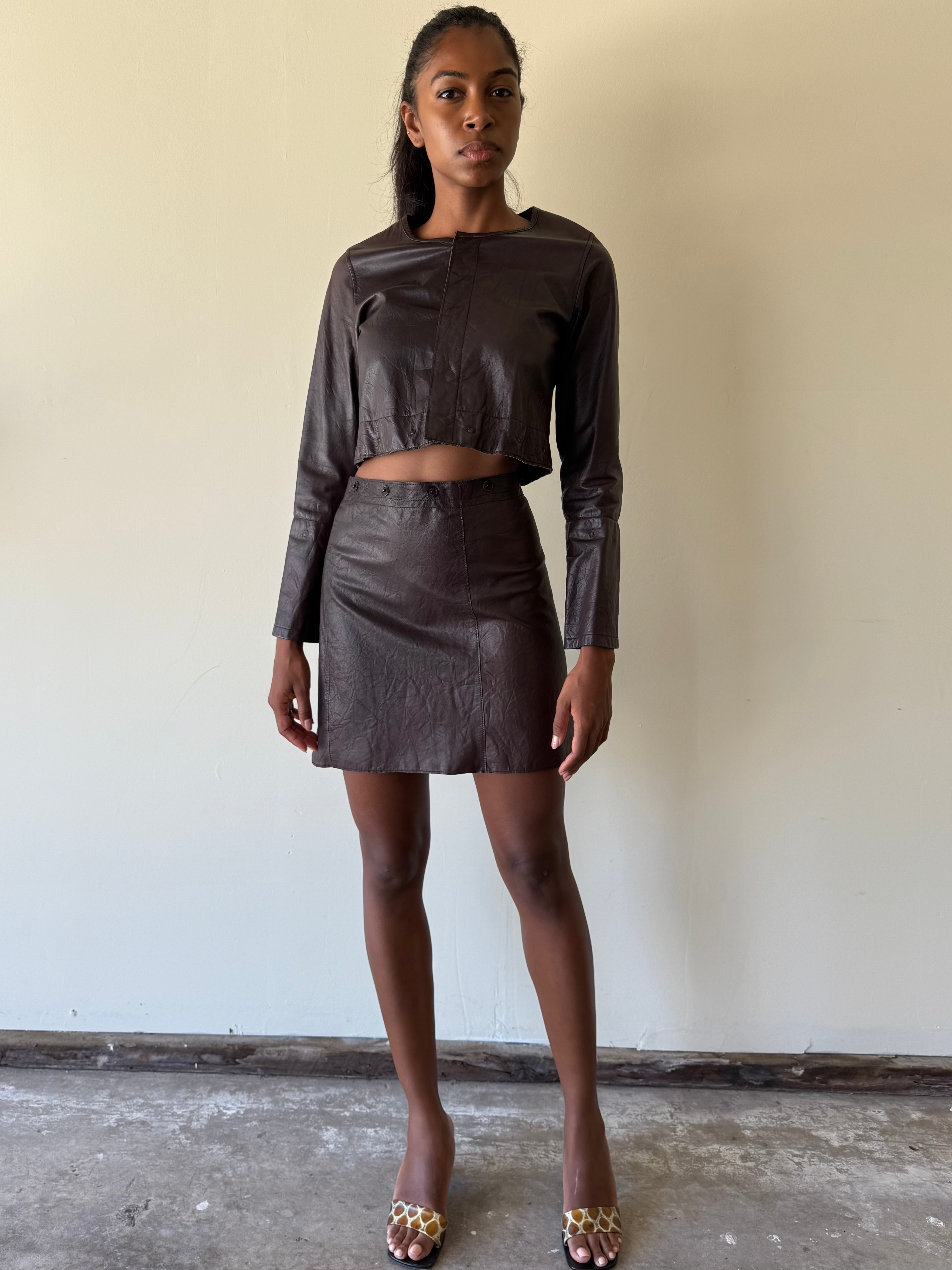 2000s Vintage Leather 2-Piece Jacket / S