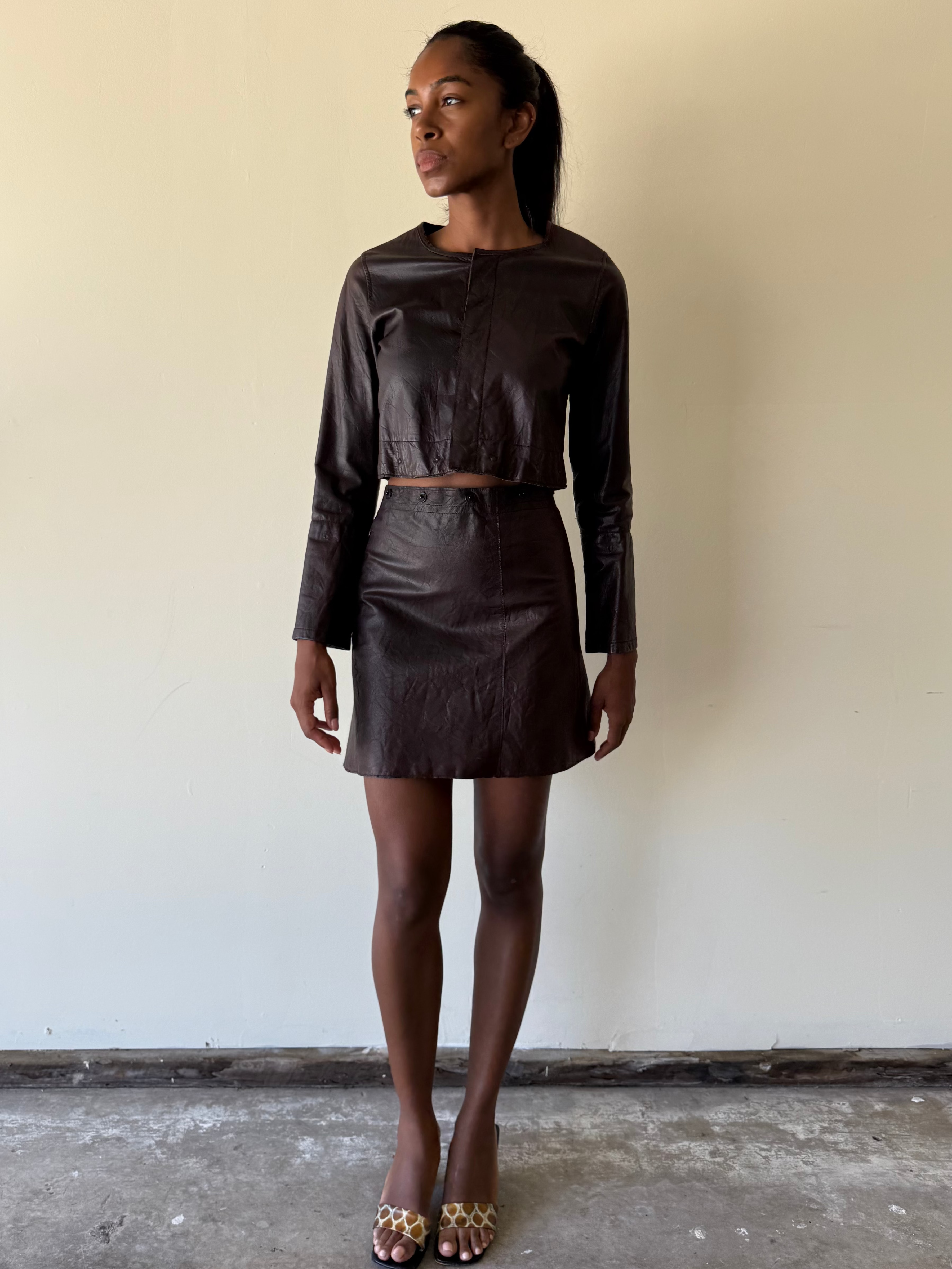 2000s Vintage Leather 2-Piece Jacket / S