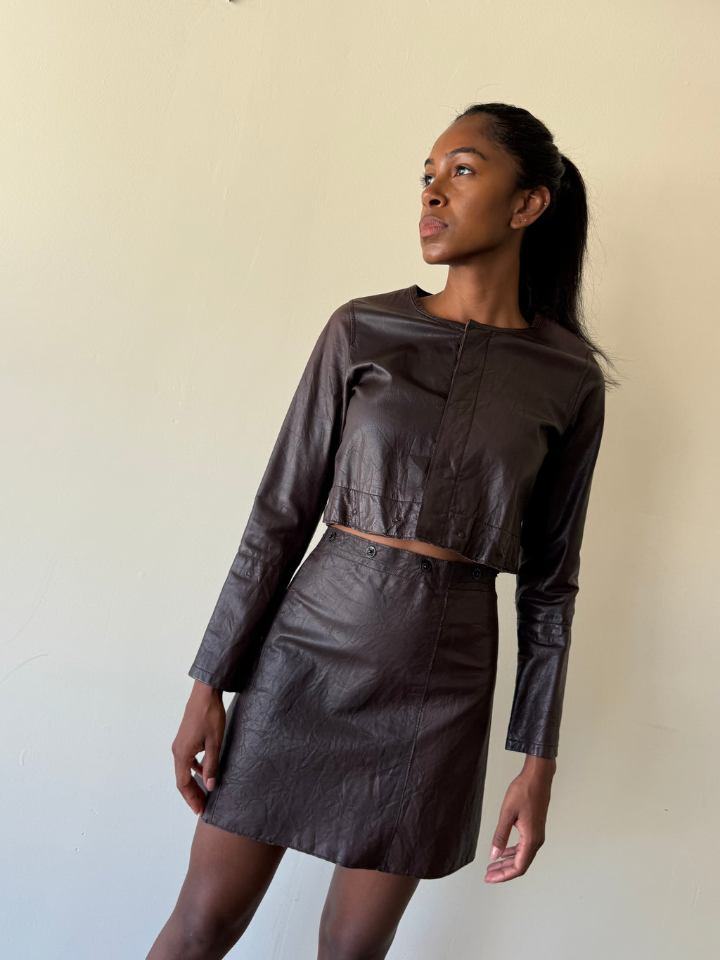 2000s Vintage Leather 2-Piece Jacket / S