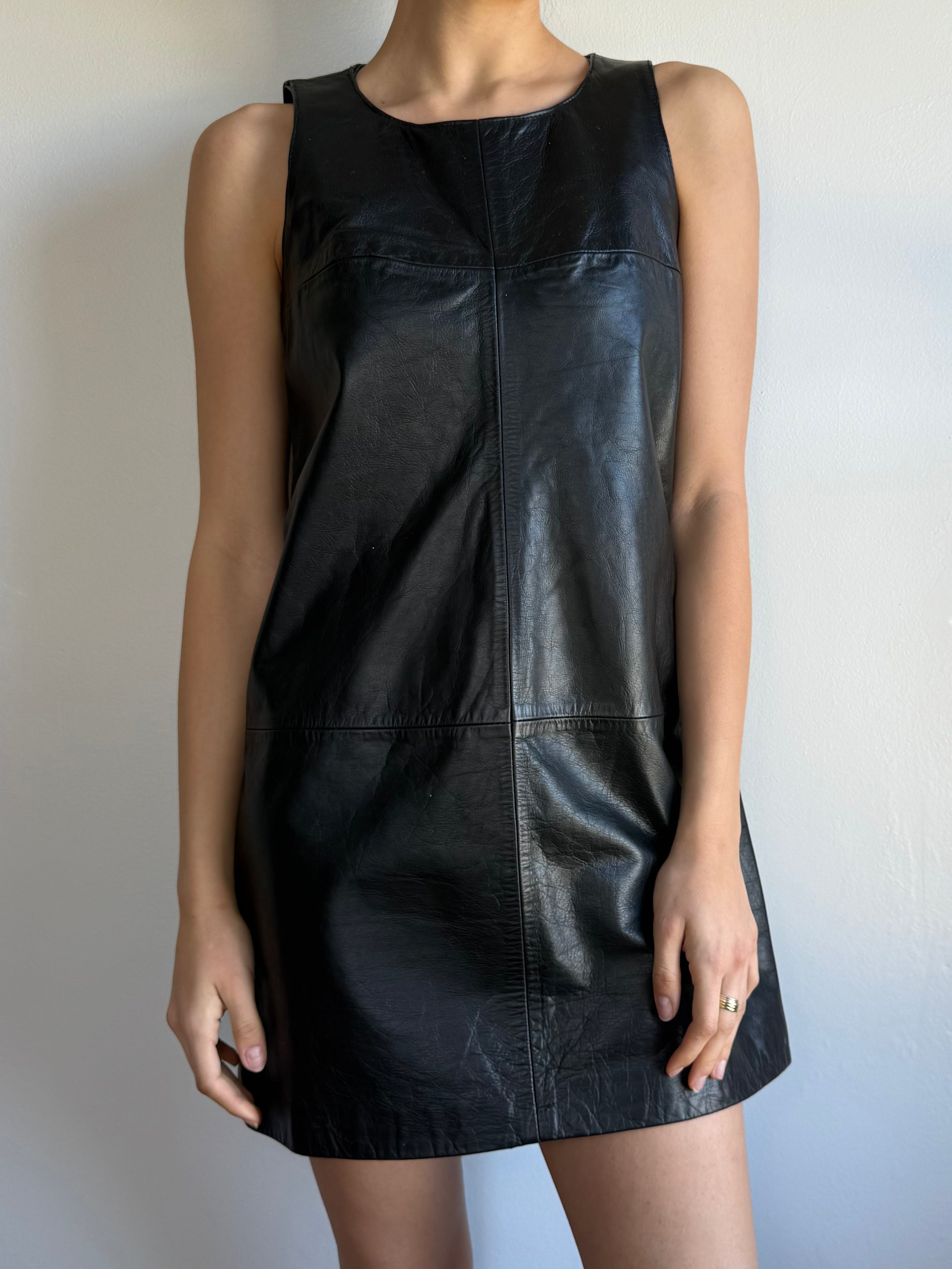 DKNY Leather Shift Dress / 10