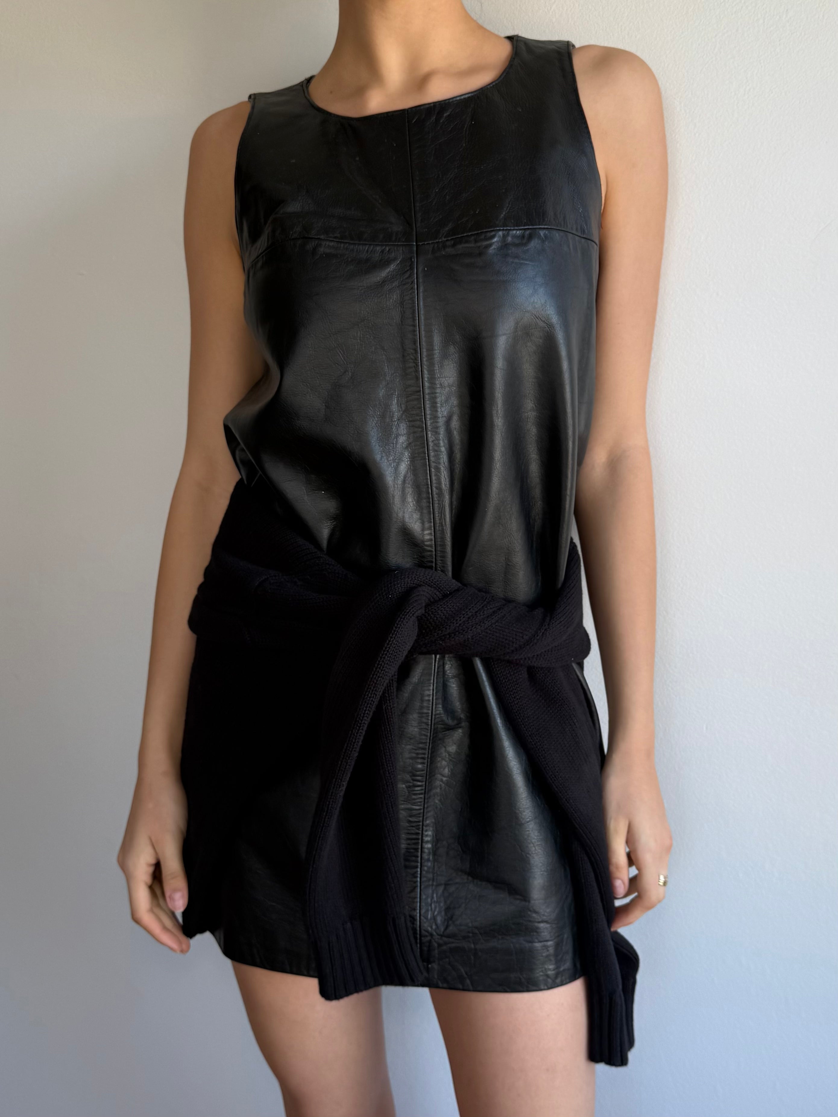 DKNY Leather Shift Dress / 10