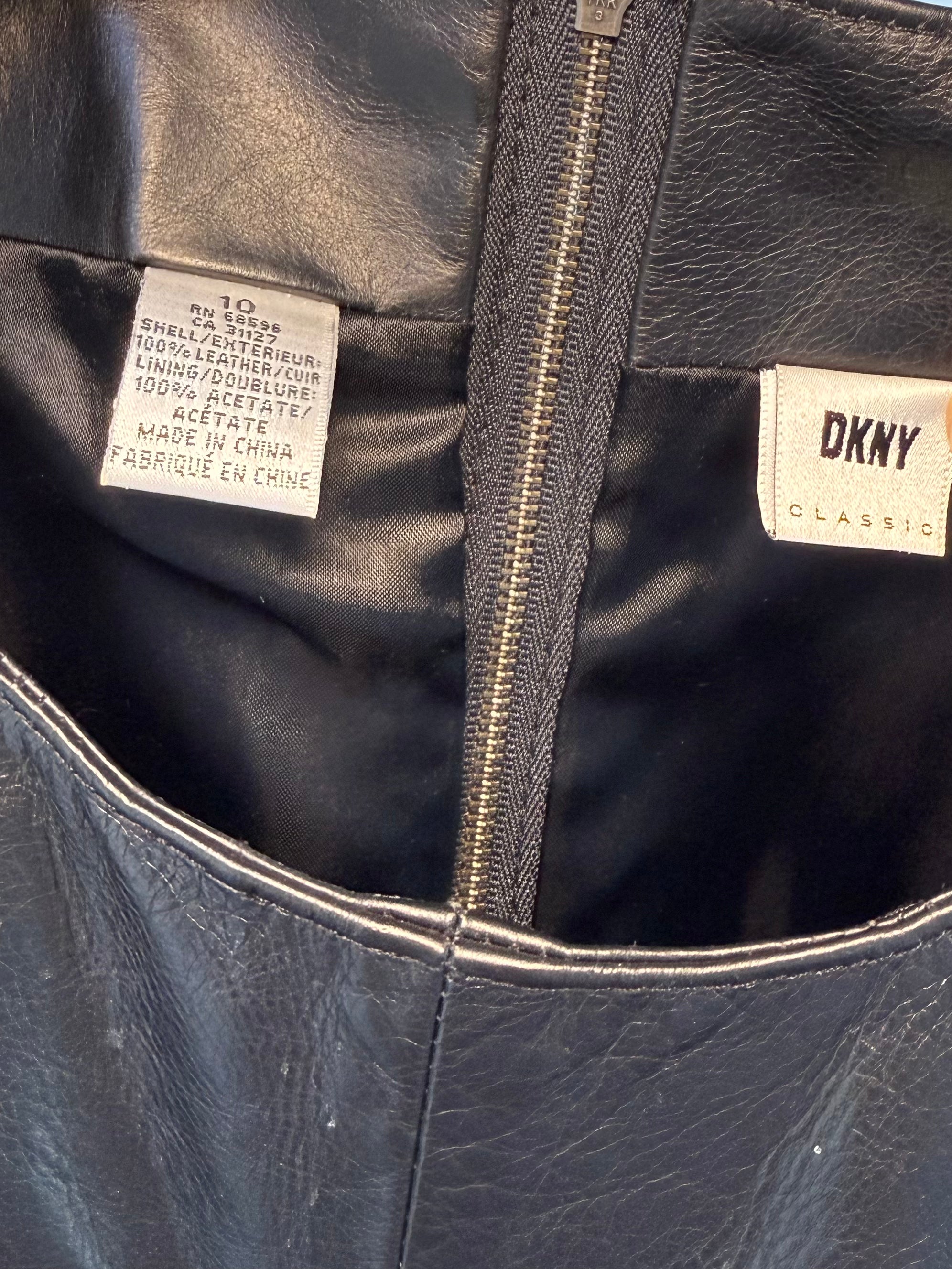 DKNY Leather Shift Dress / 10