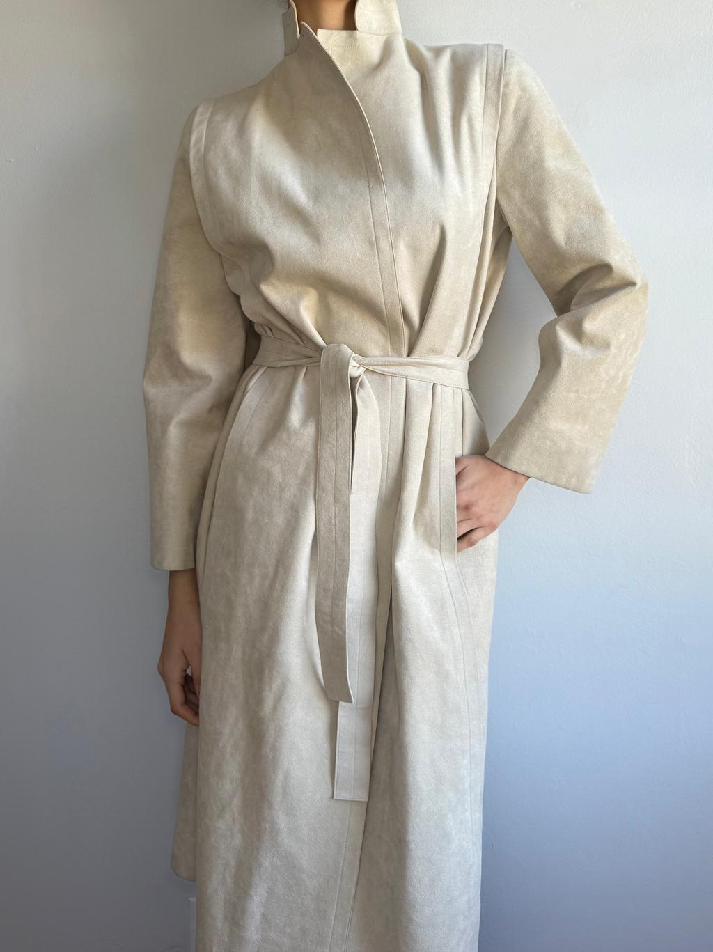 A Trigere Ultrasuede Trench