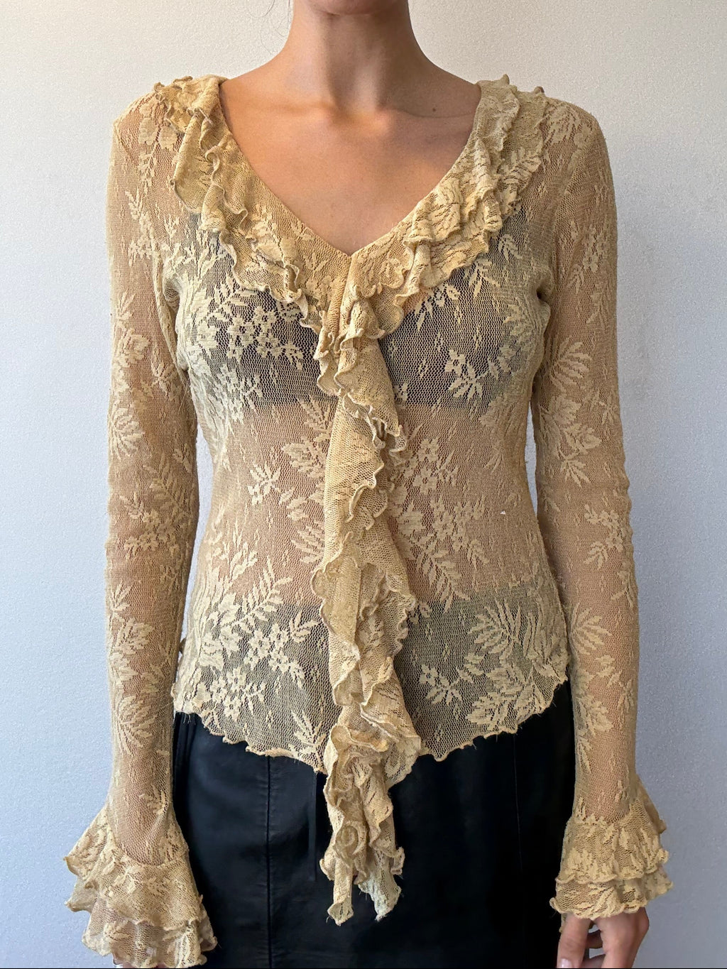 Y2K Lace Ruffle Blouse