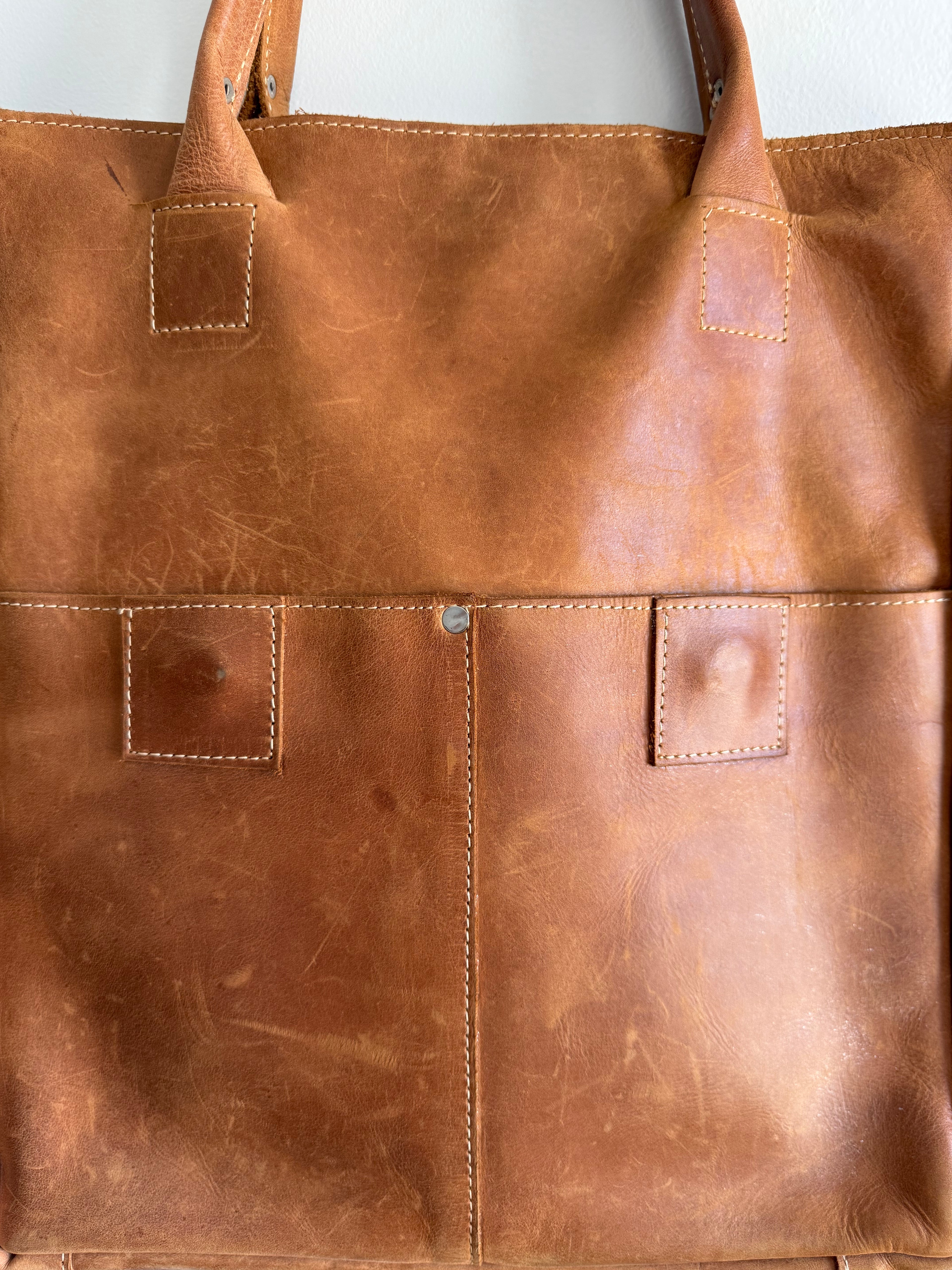 Square Leather Tote Bag