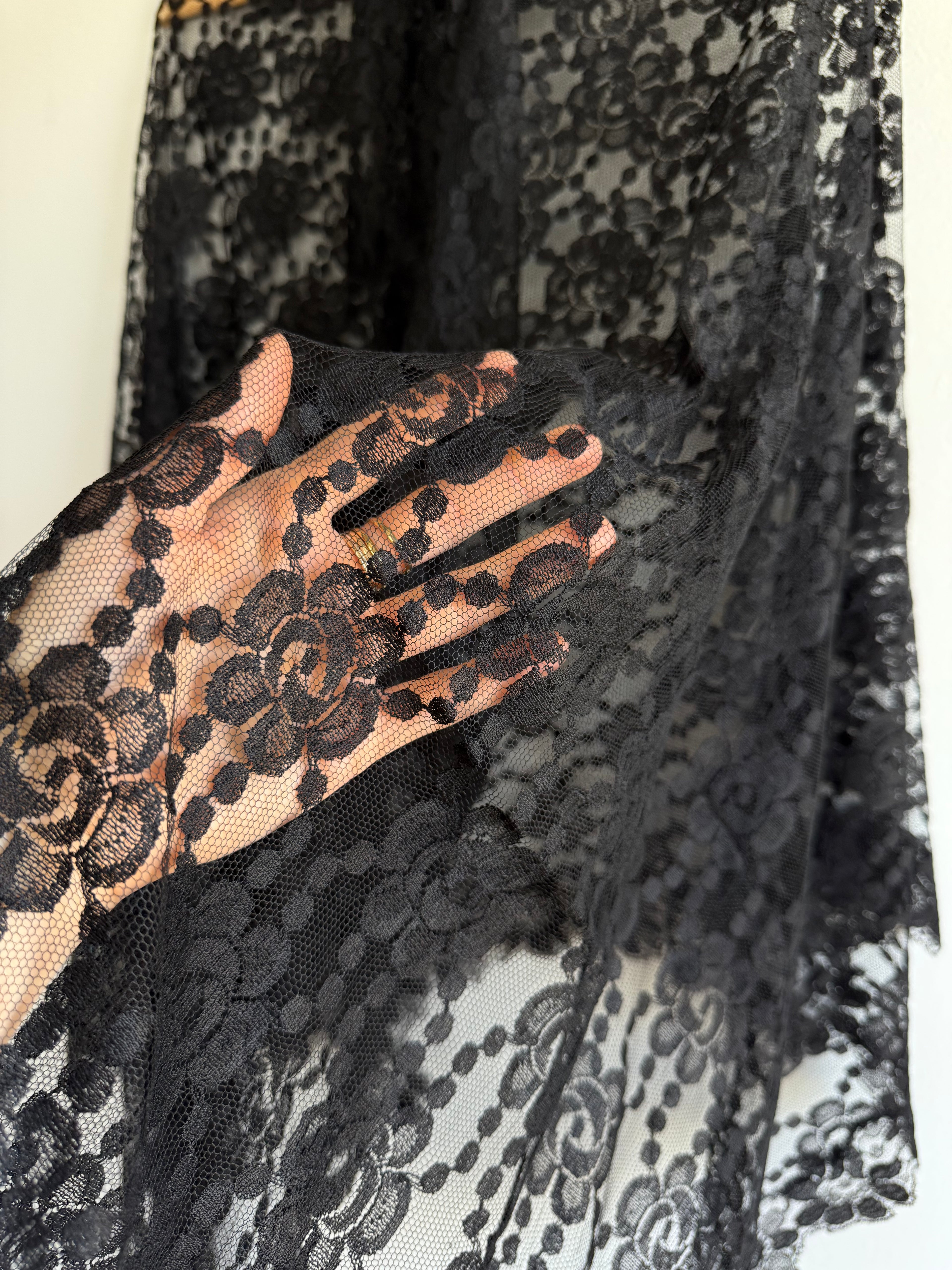 Black Floral Lace Fabric