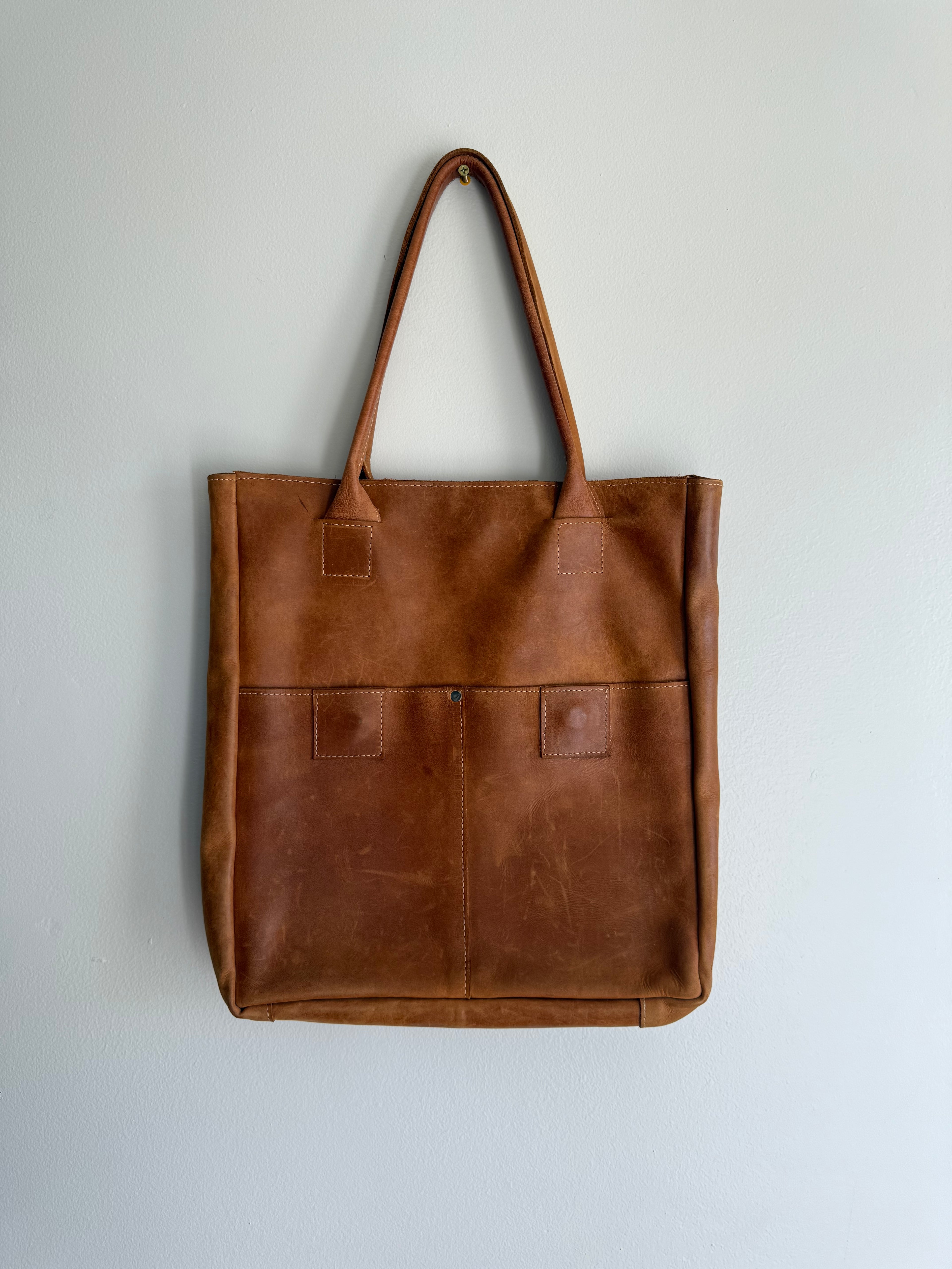 Square Leather Tote Bag