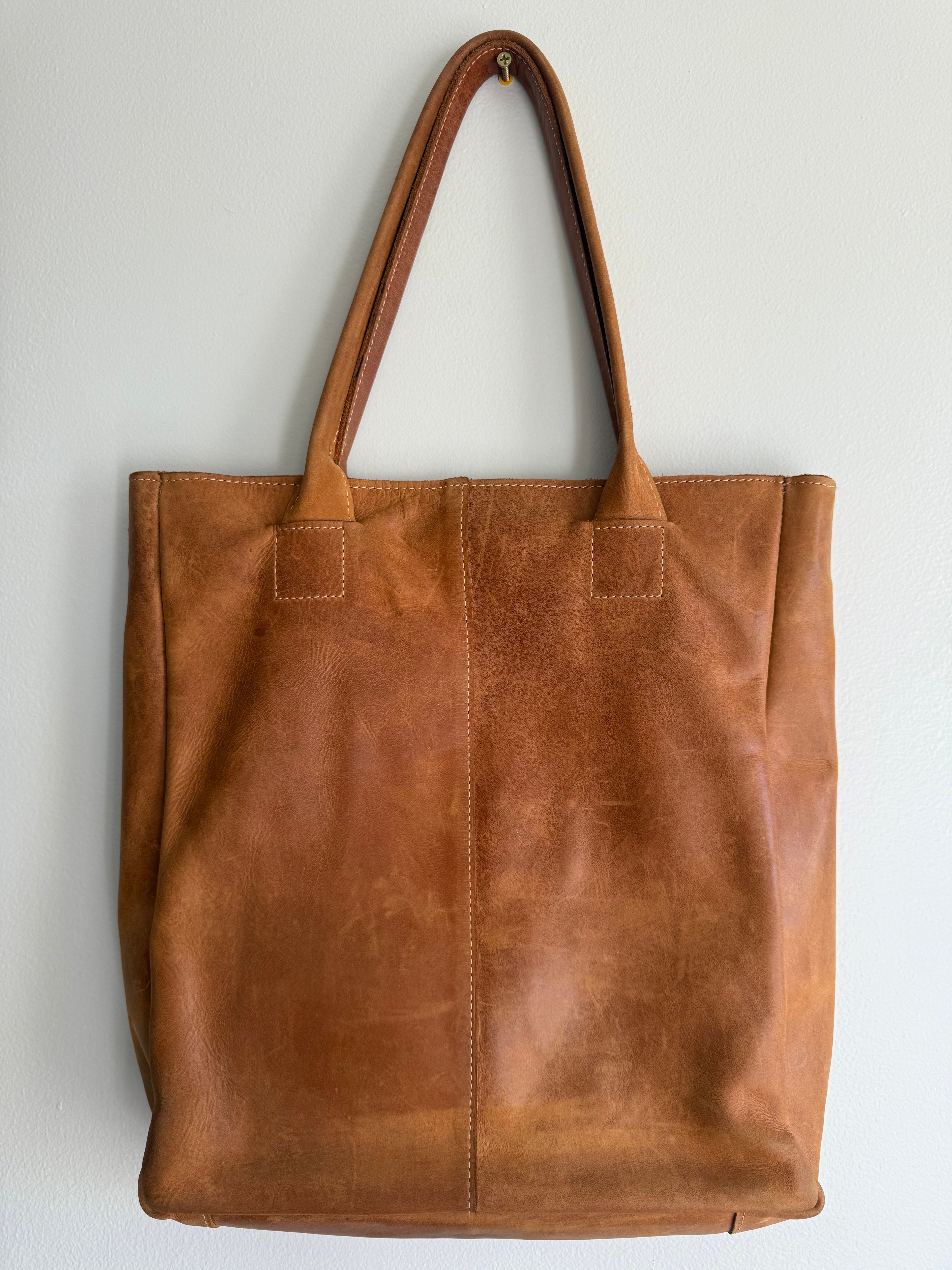Square Leather Tote Bag