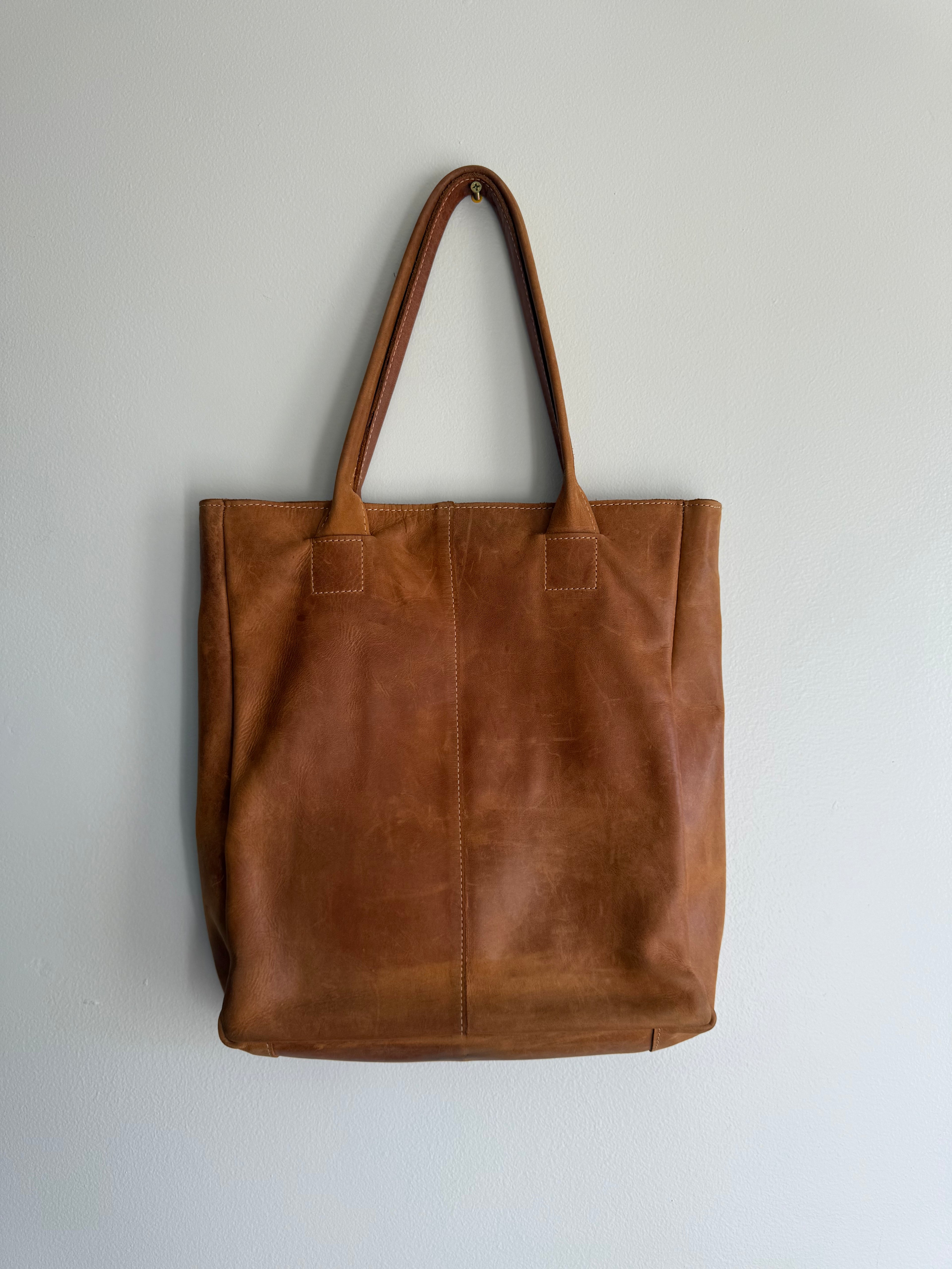 Square Leather Tote Bag