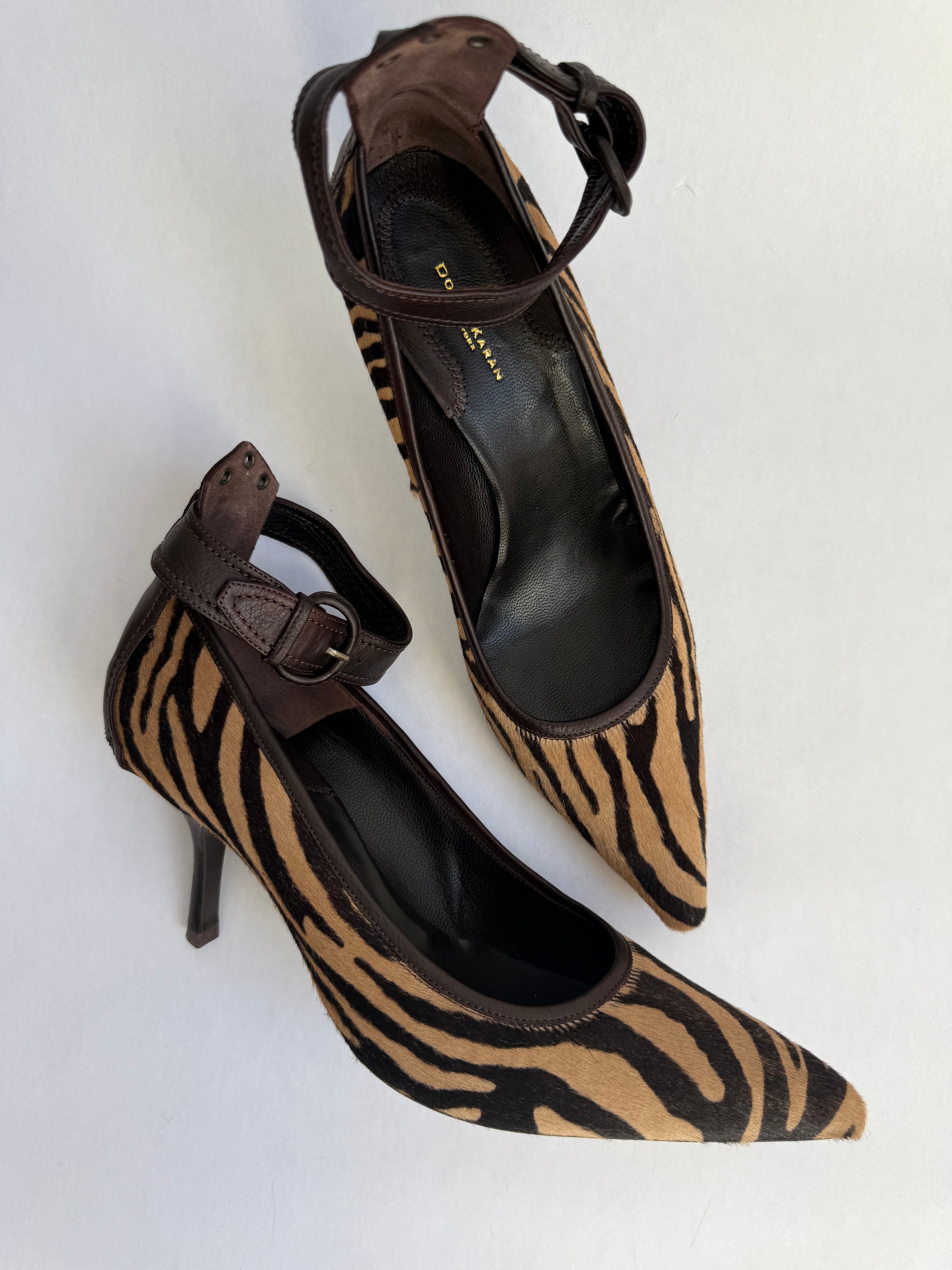 Donna Karen Pony Hair Zebra Heels / 8.5