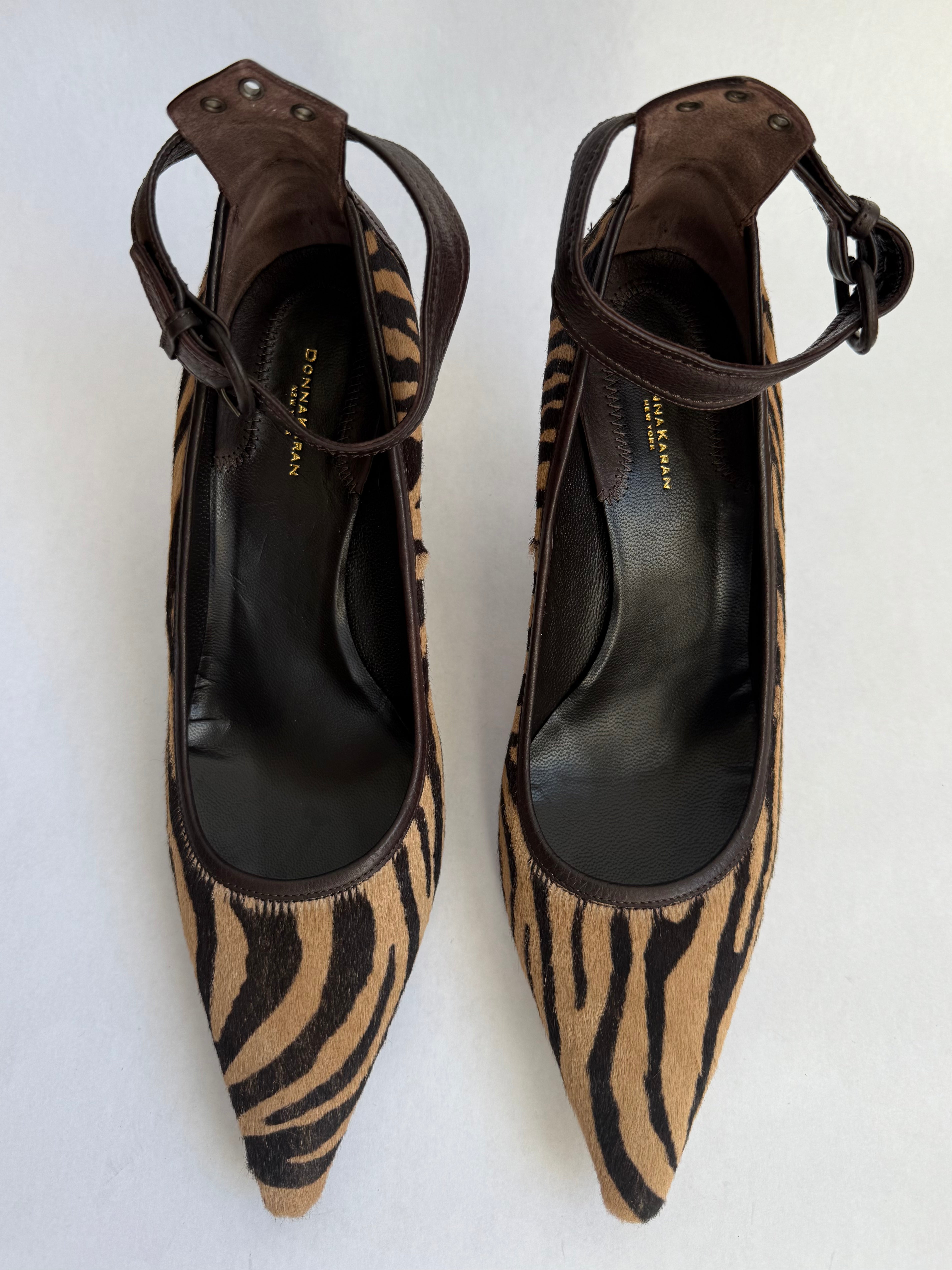 Donna Karen Pony Hair Zebra Heels / 8.5