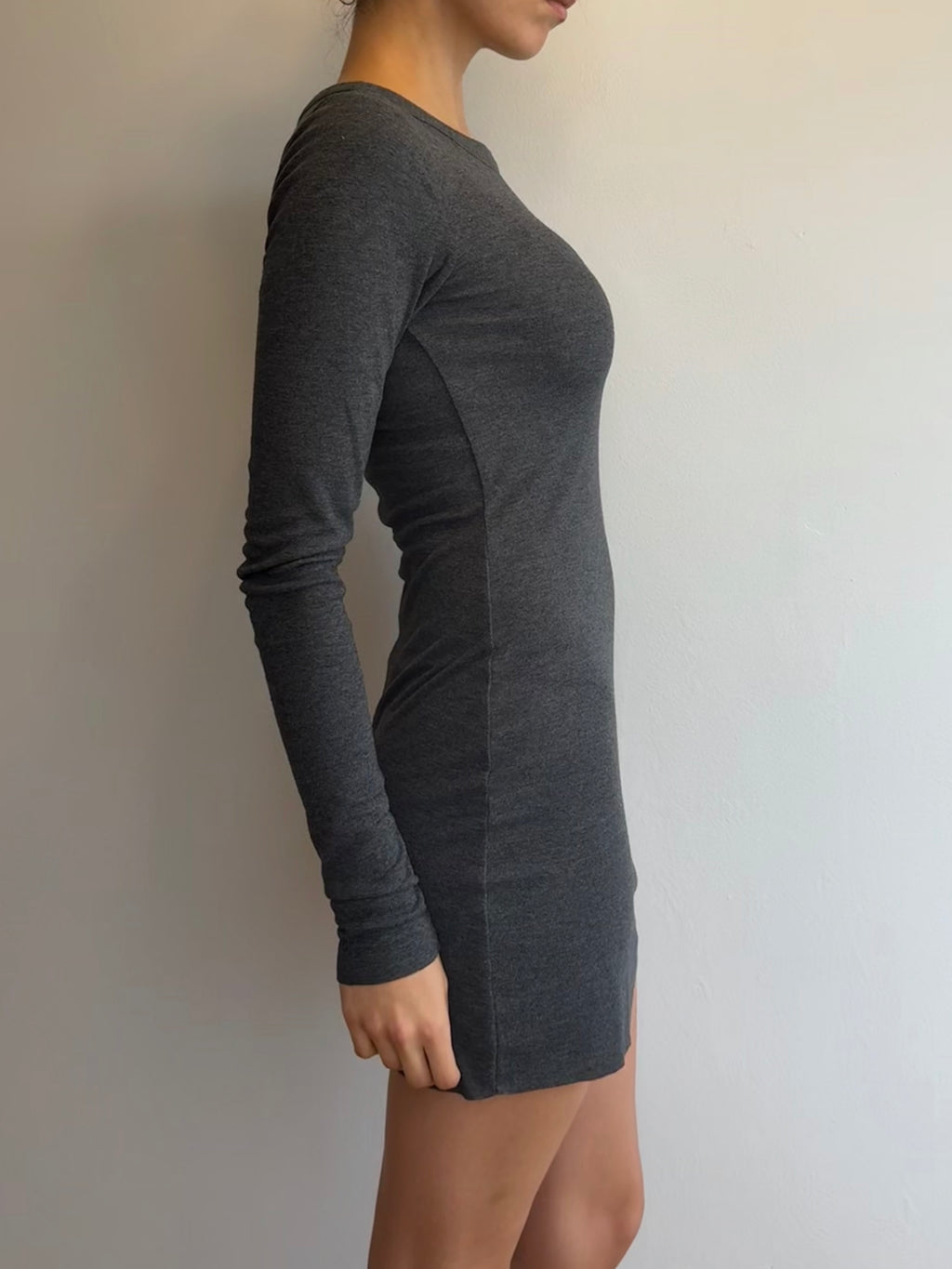 Gray Long Sleeve Dress