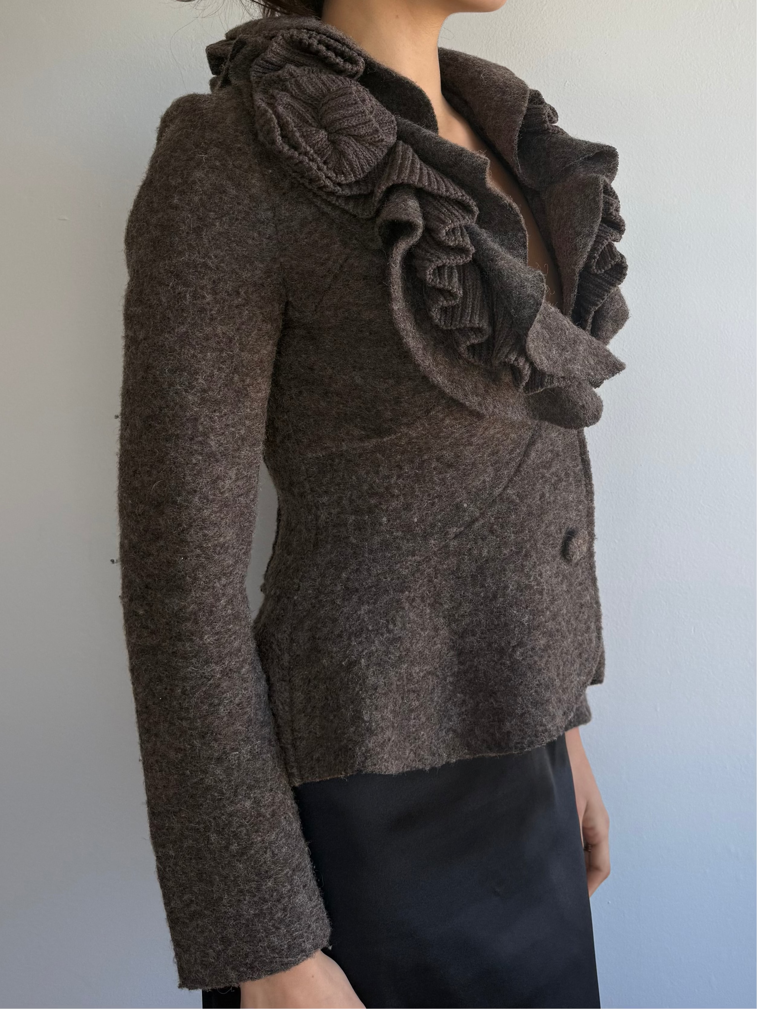 Vintage Ruffle Wool Blazer