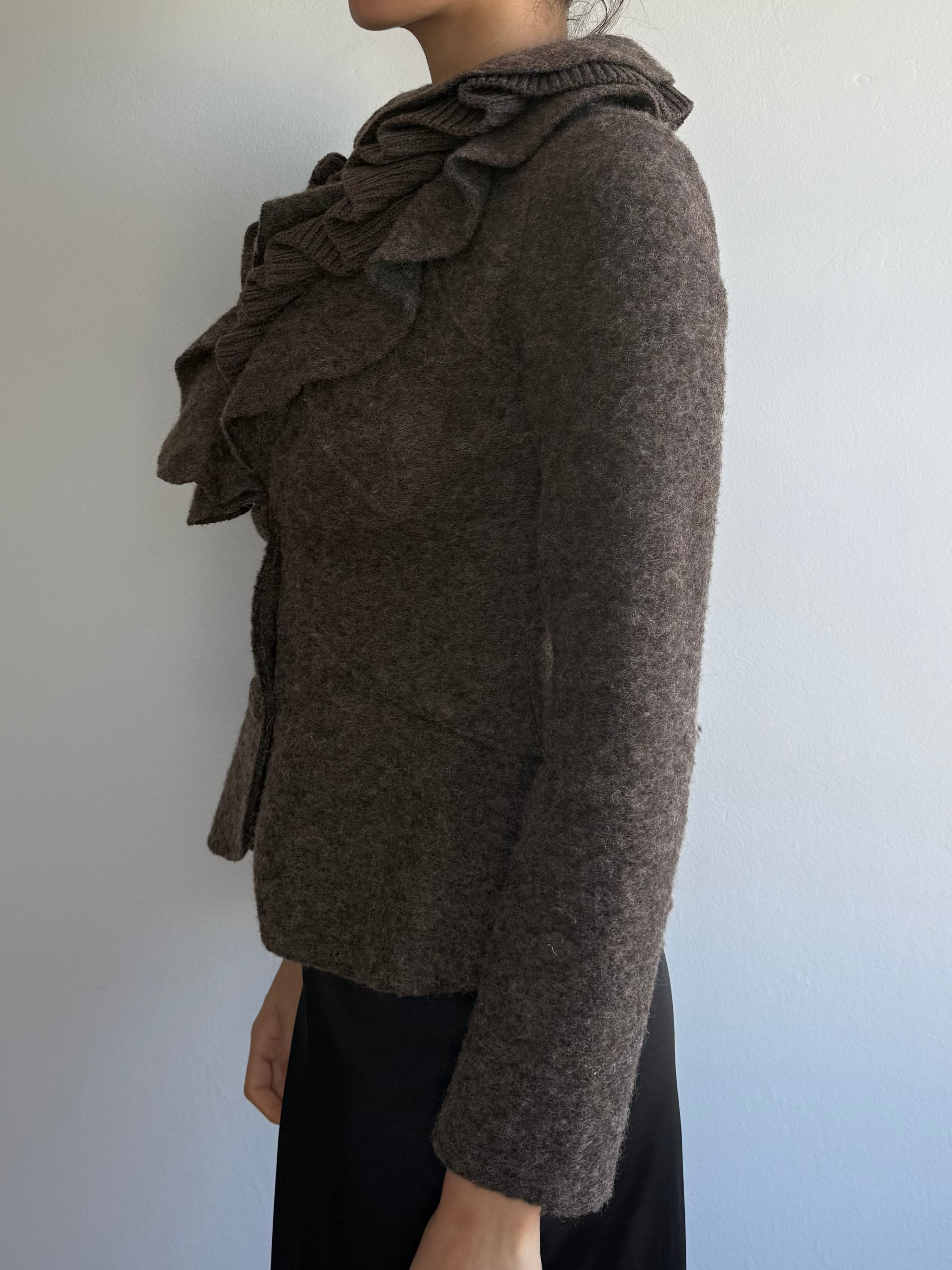 Vintage Ruffle Wool Blazer