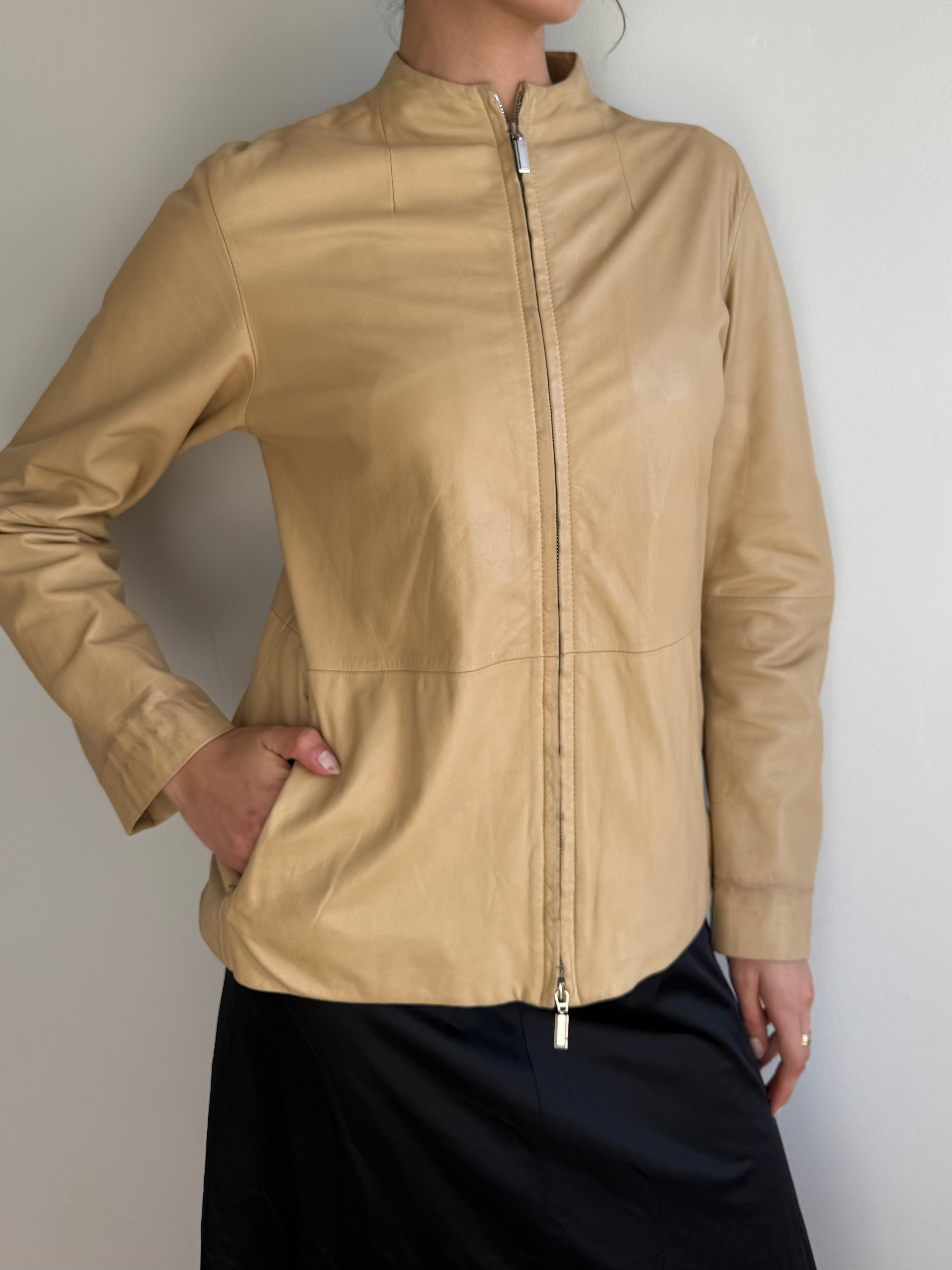 Donna Karan Collarless Lambskin Jacket / 6