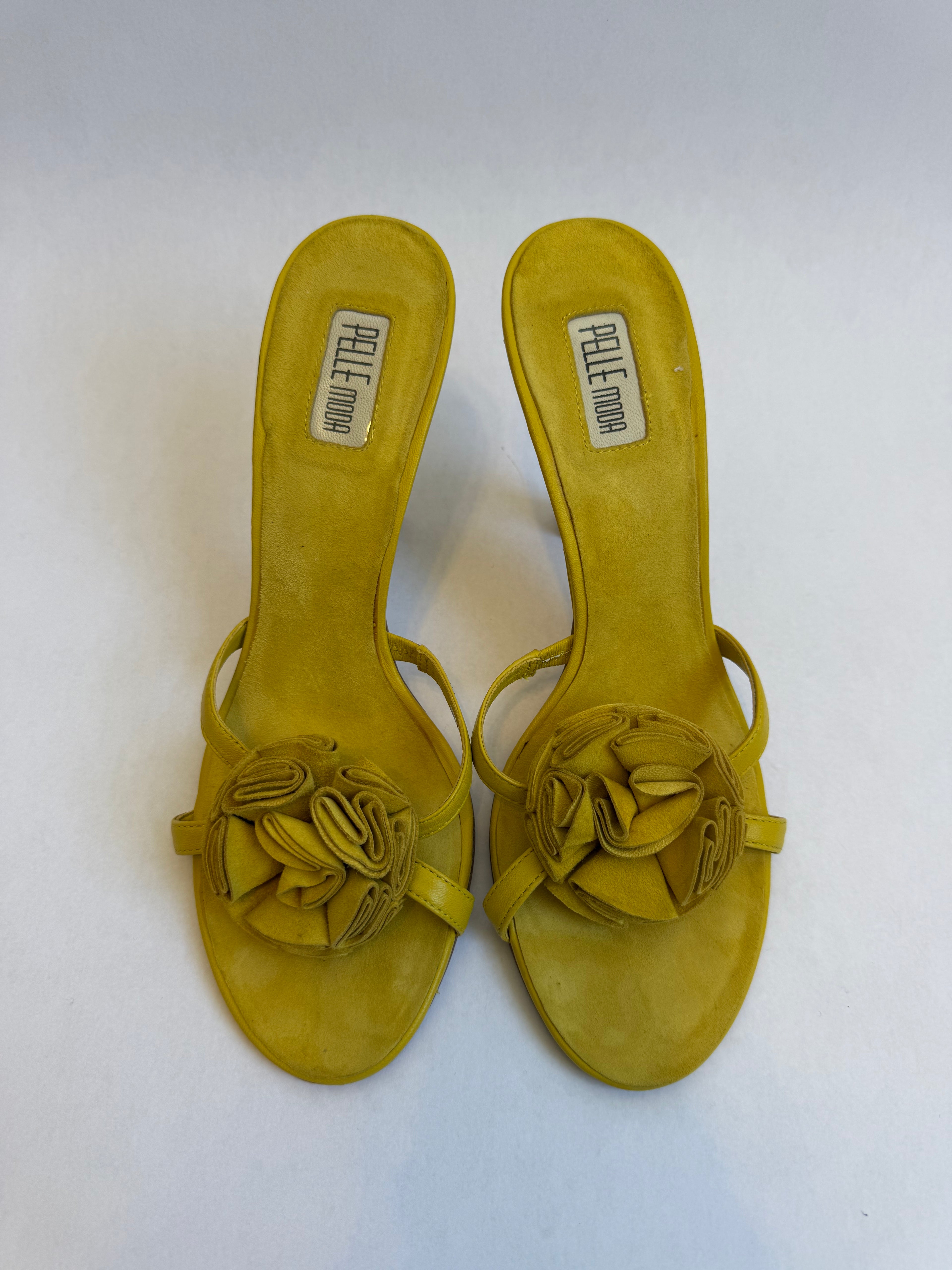 Yellow Rosette Heels