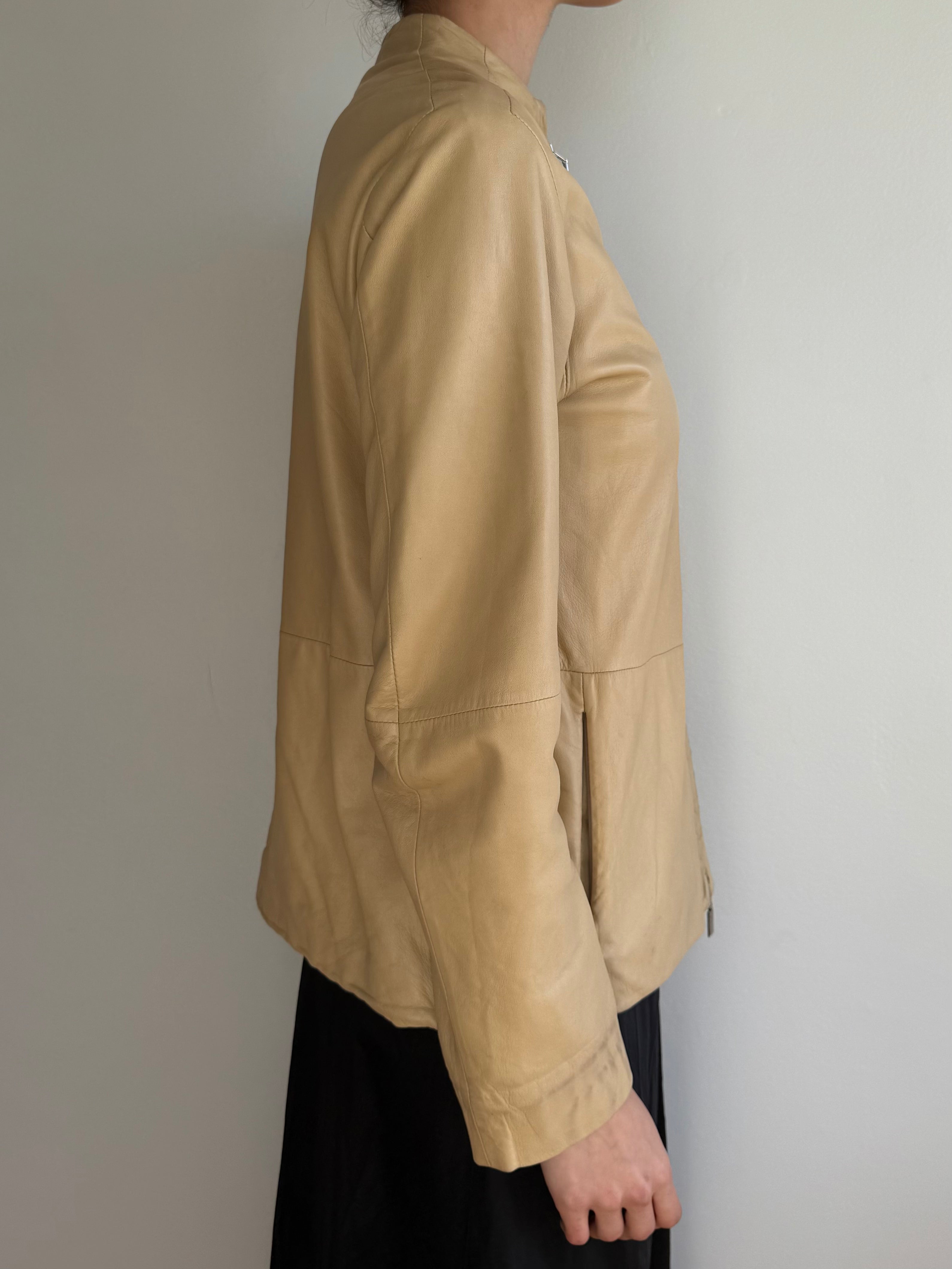 Donna Karan Collarless Lambskin Jacket / 6