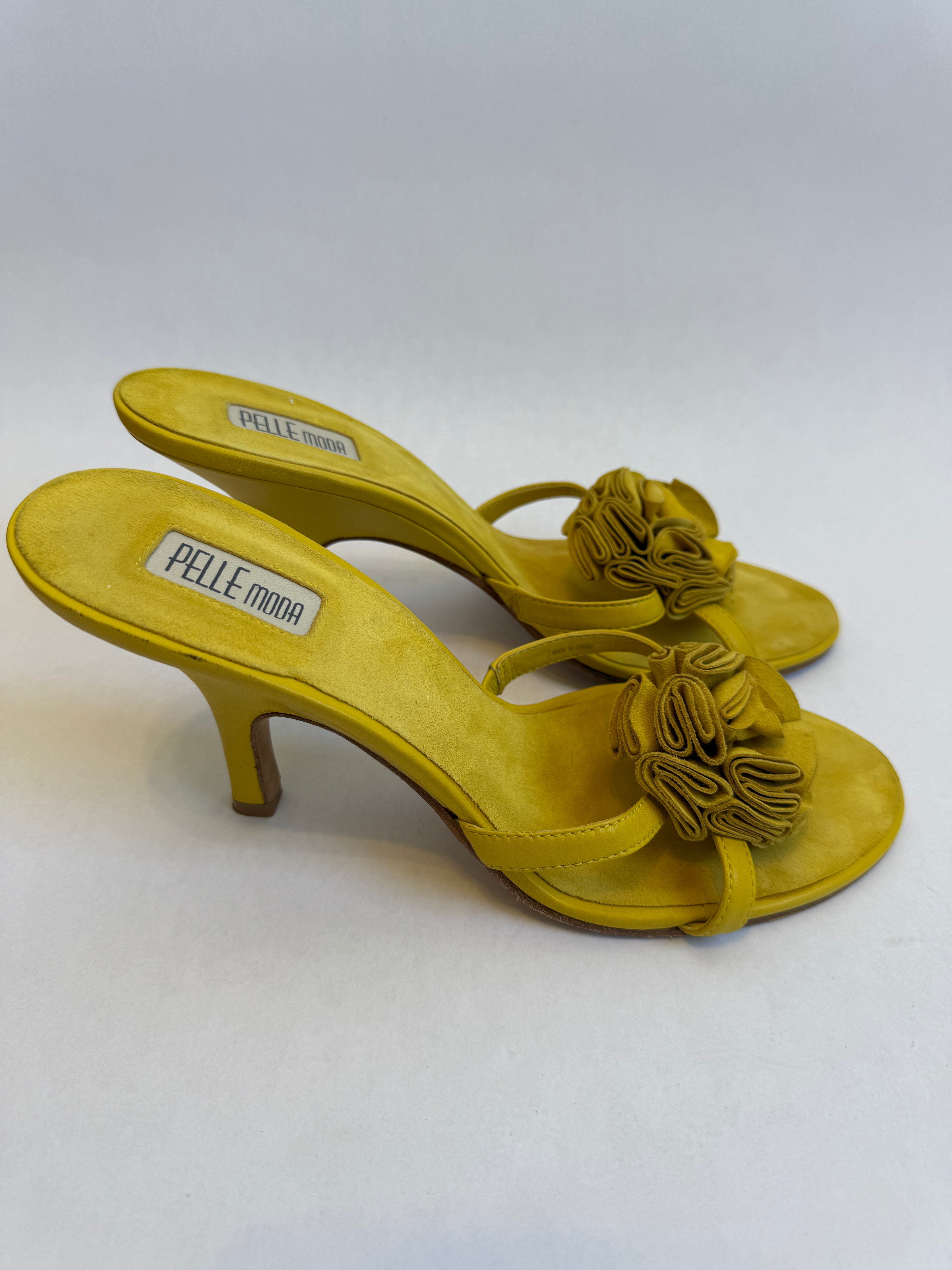 Yellow Rosette Heels