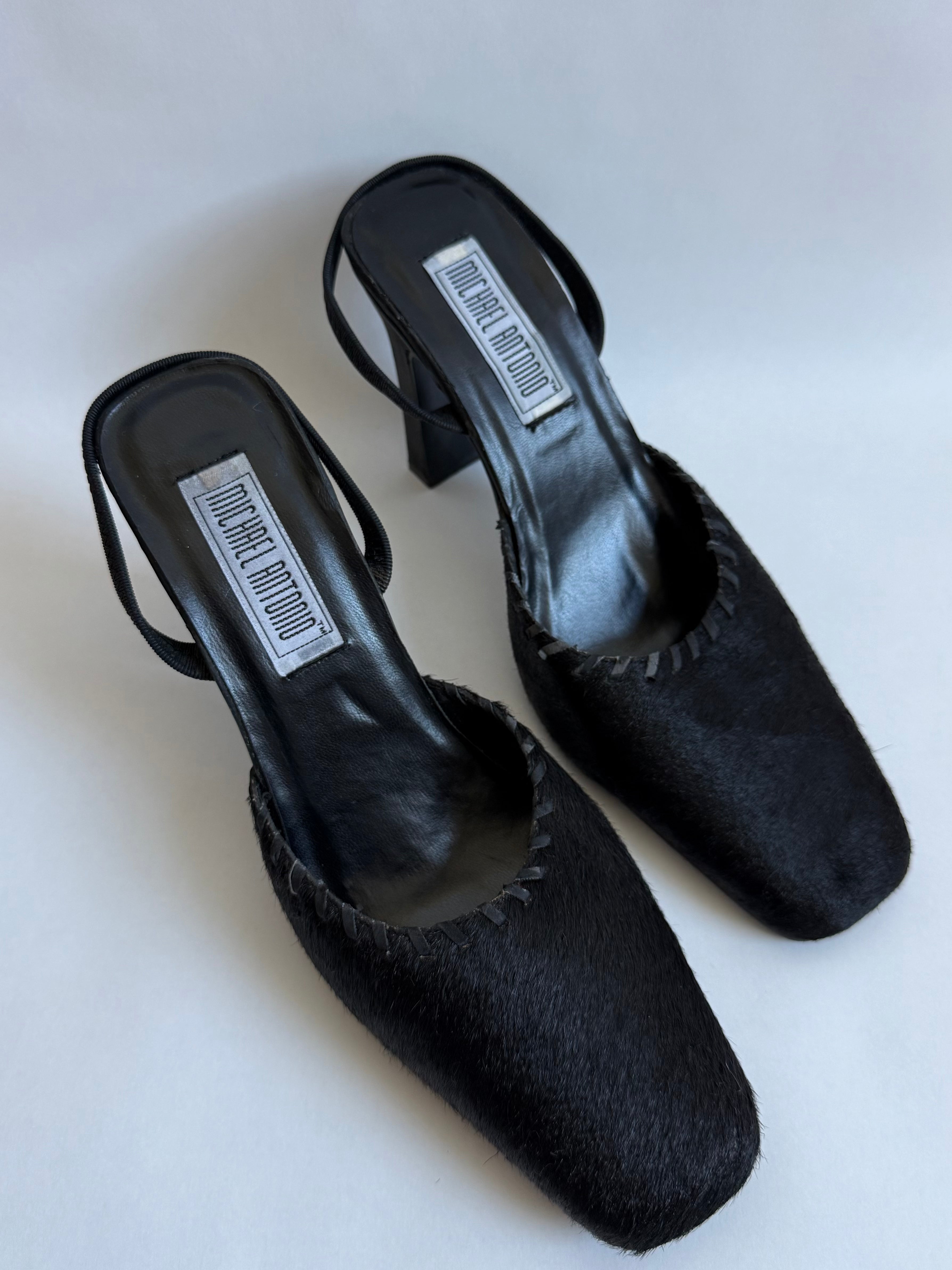 Ponyhair Slingback Mules / 7.5