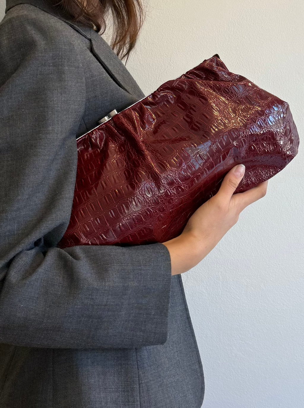 Red Crocodile Clutch