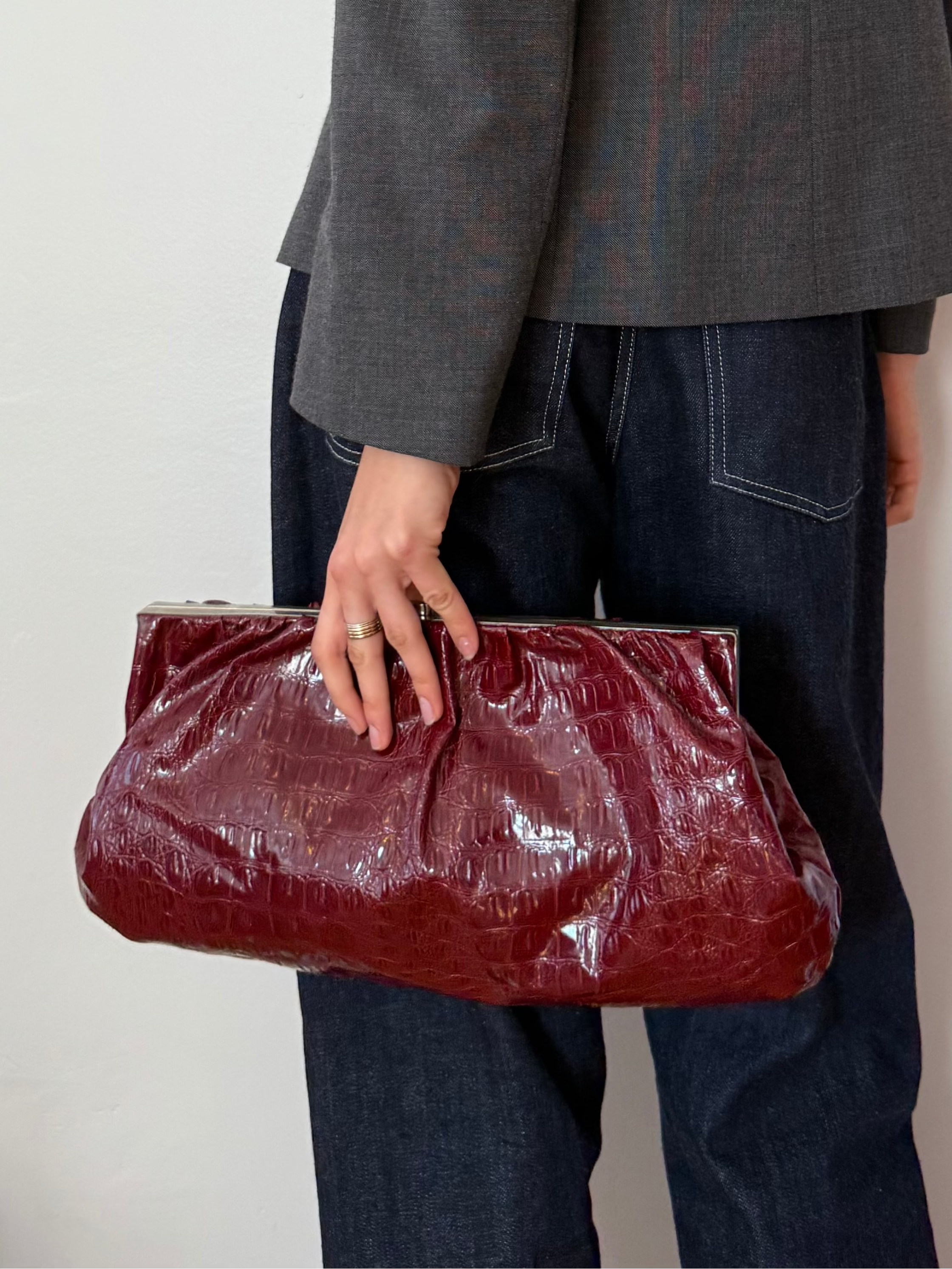 Red Crocodile Clutch