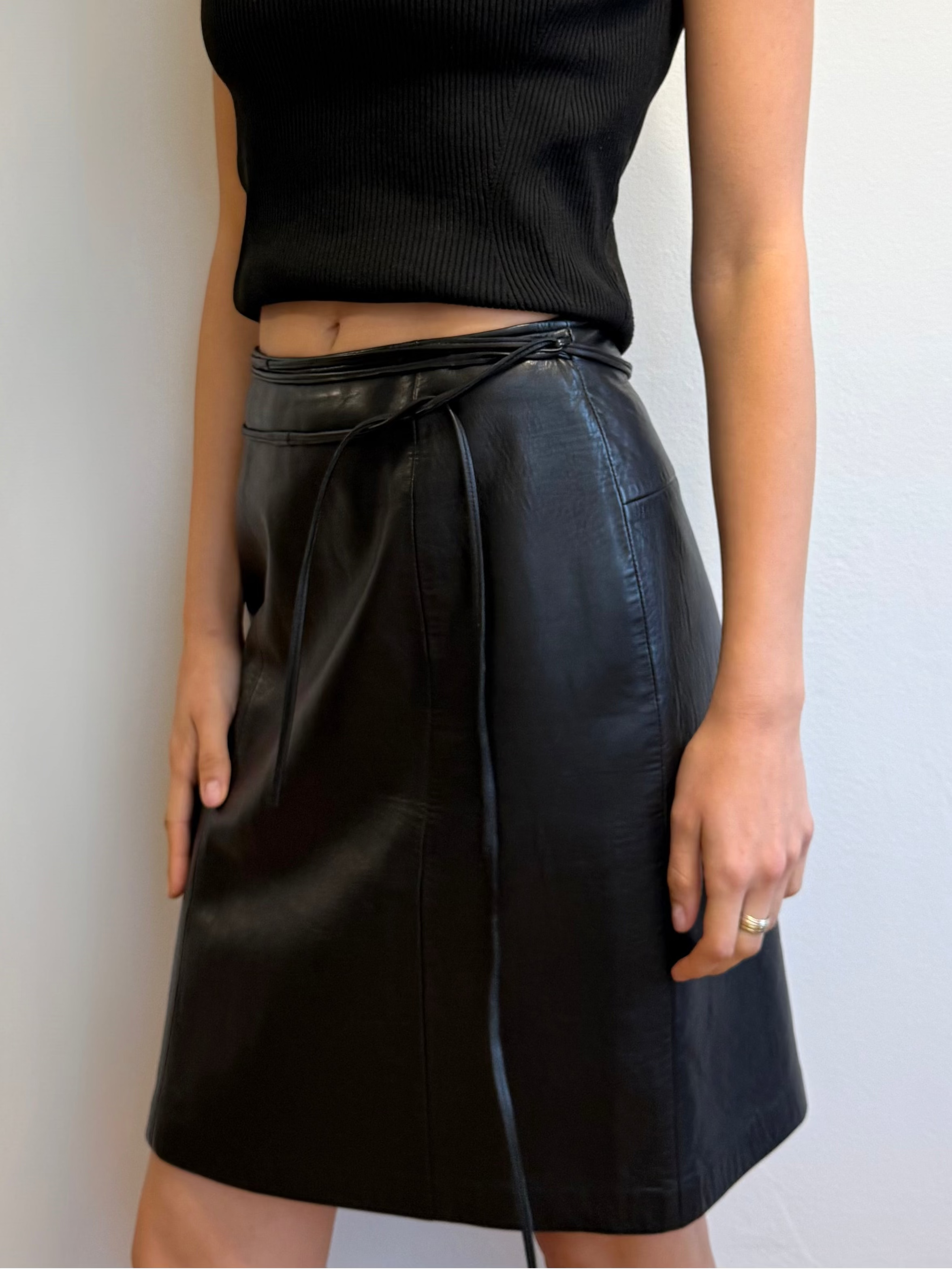Vakko Leather Skirt