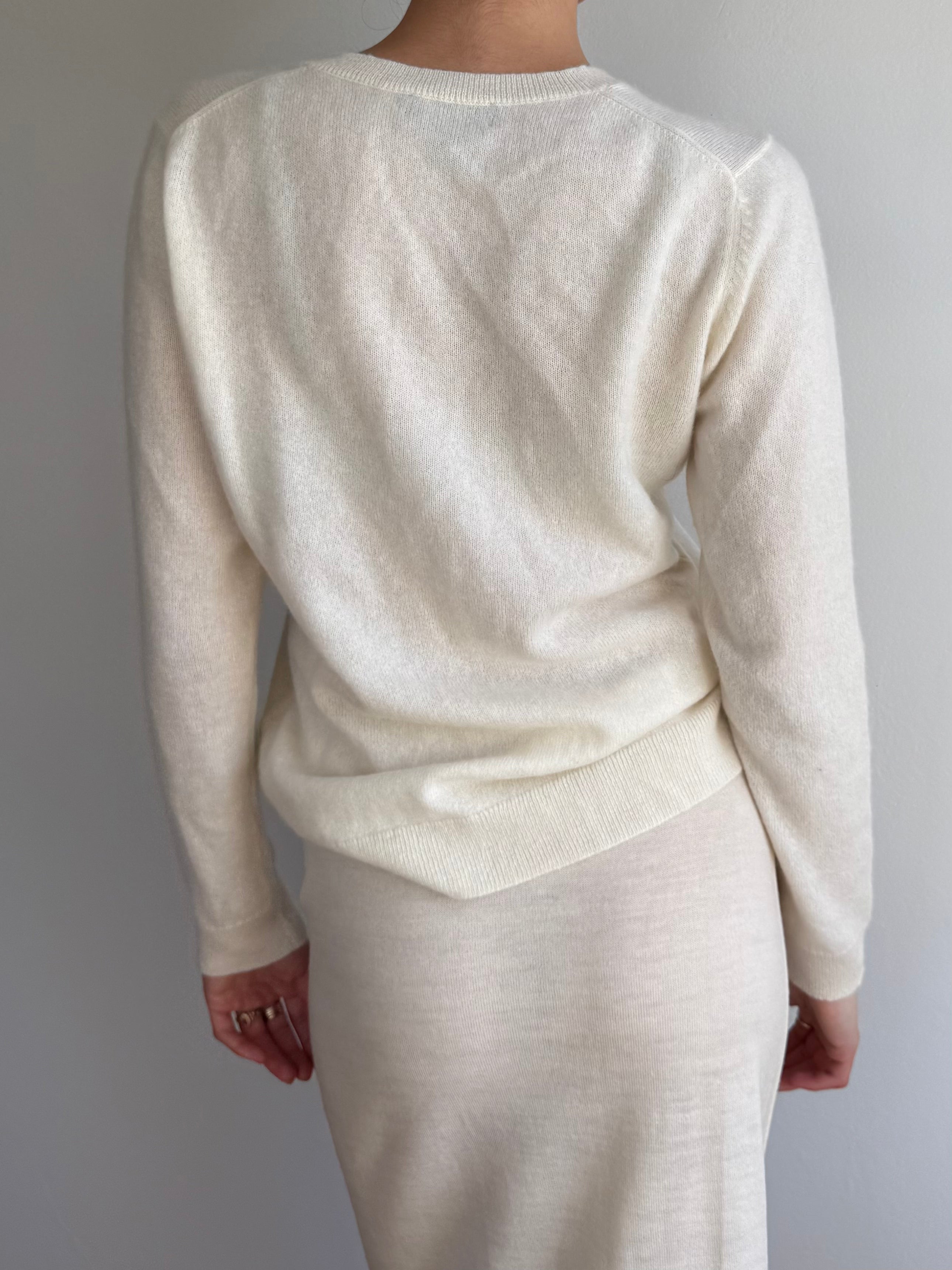 White Cashmere Sweater / M