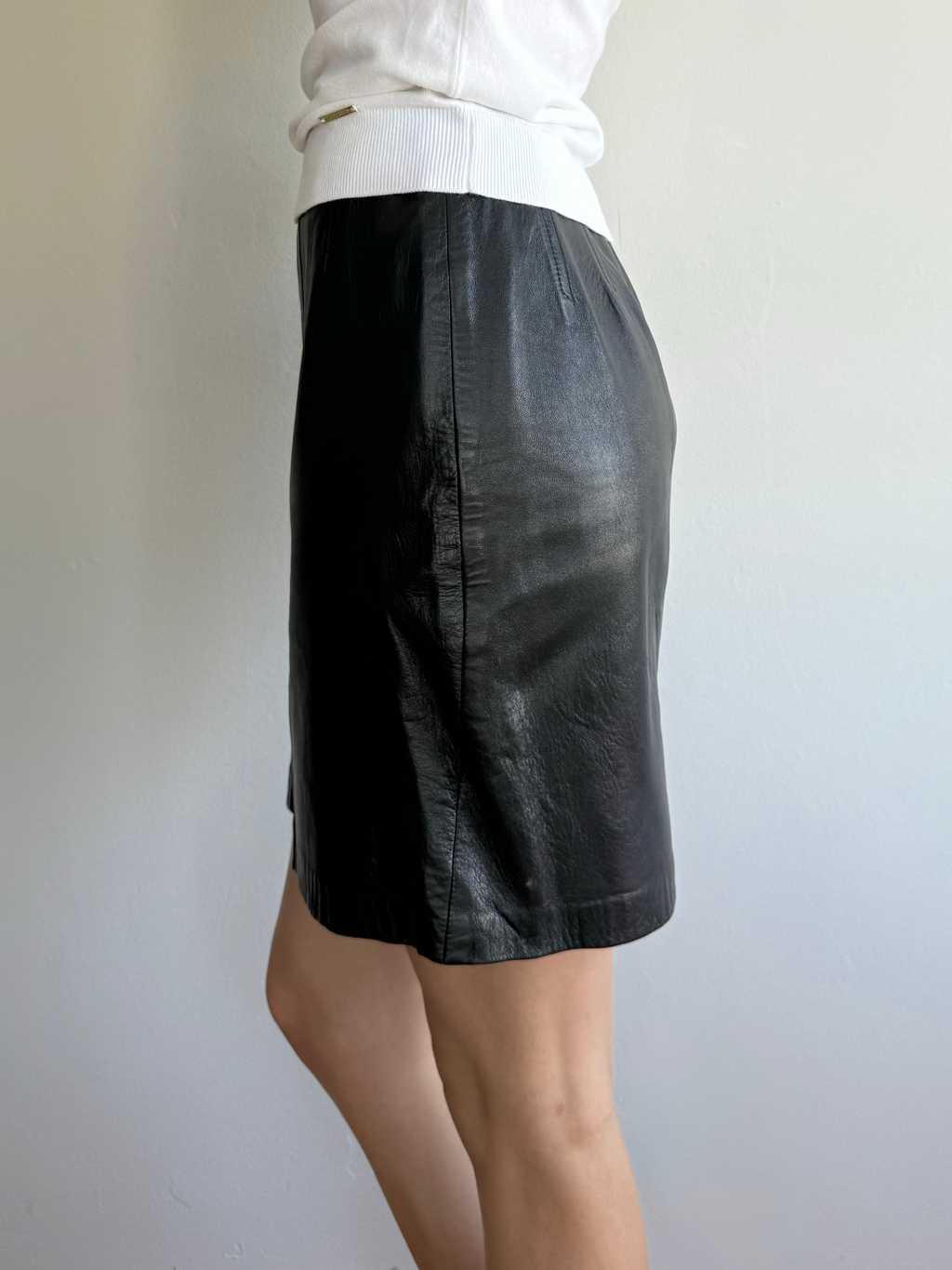 90s Ann Taylor Leather Skirt / XS