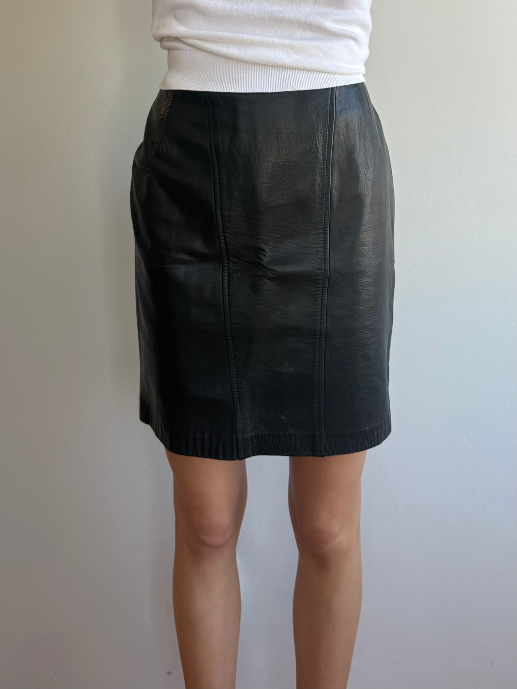 90s Ann Taylor Leather Skirt / XS