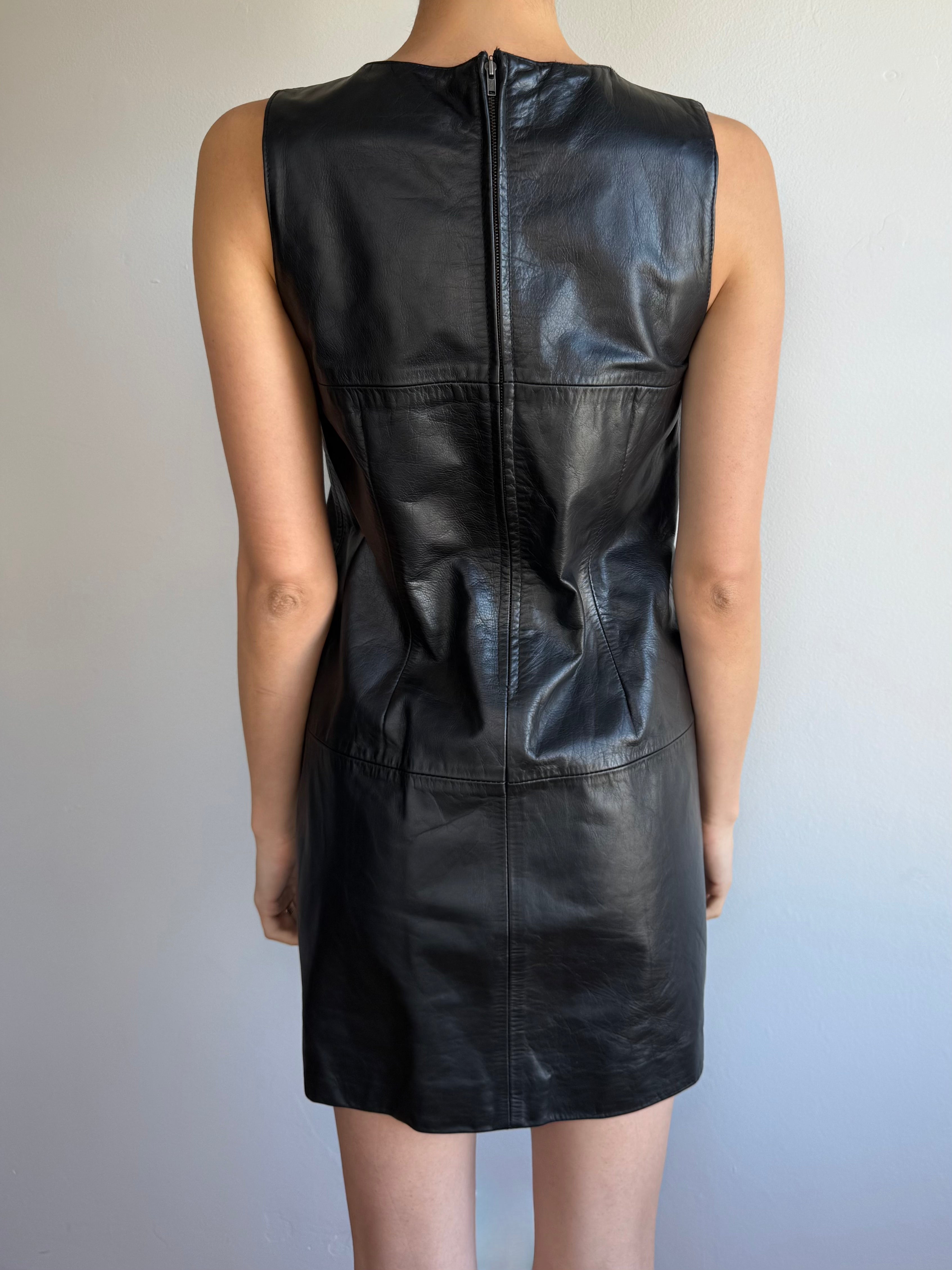DKNY Leather Shift Dress / 10